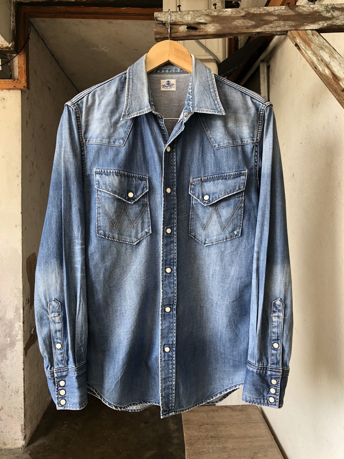 Vintage Nice🔥Vintage Wrangler Distressed Cowboy Style Western Shirt Size US L / EU 52-54 / 3 - 3 Thumbnail