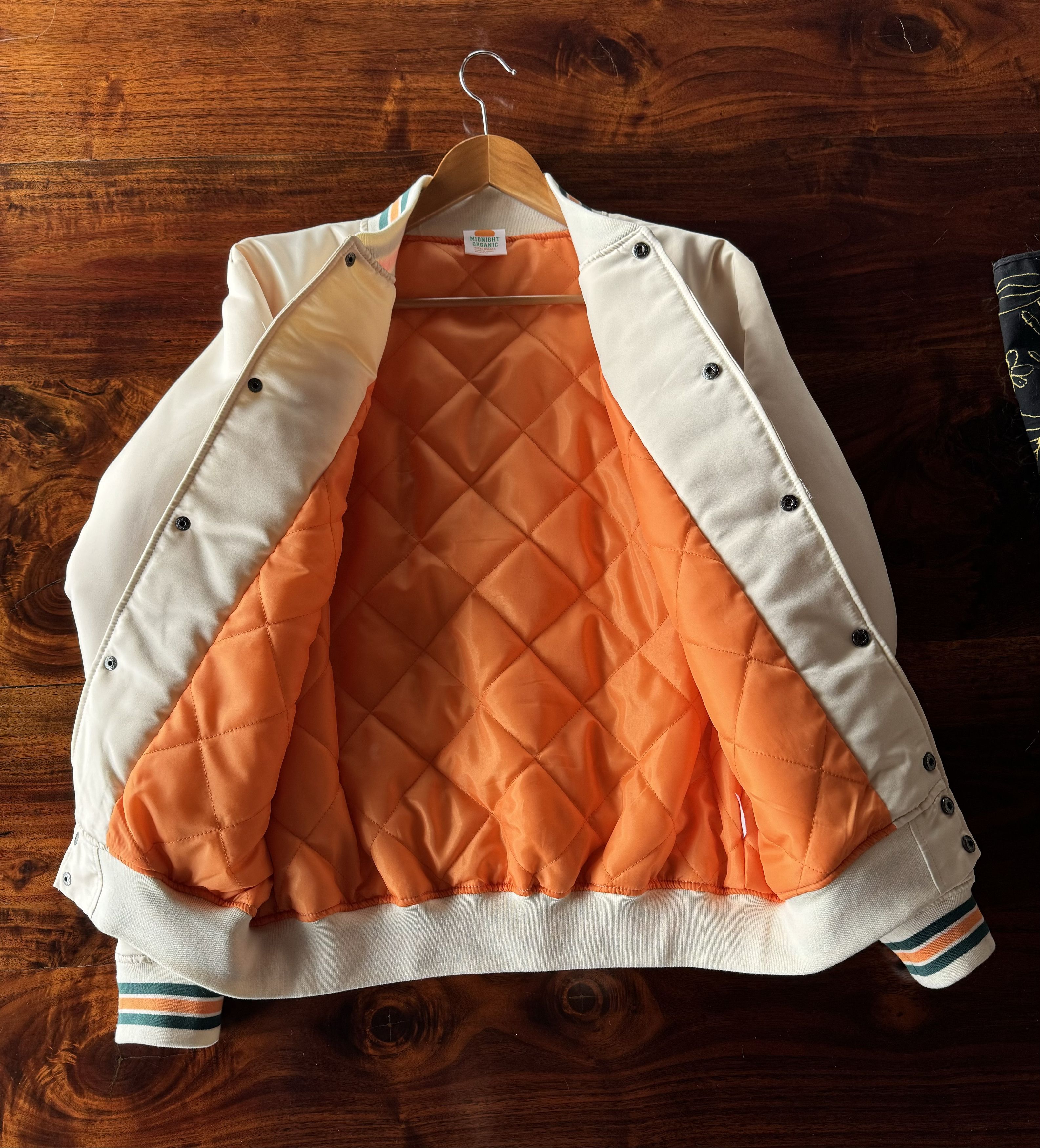 Midnight Organic ORGANIC Satin Varsity Jacket - Small / Cream Size US S / EU 44-46 / 1 - 5 Thumbnail
