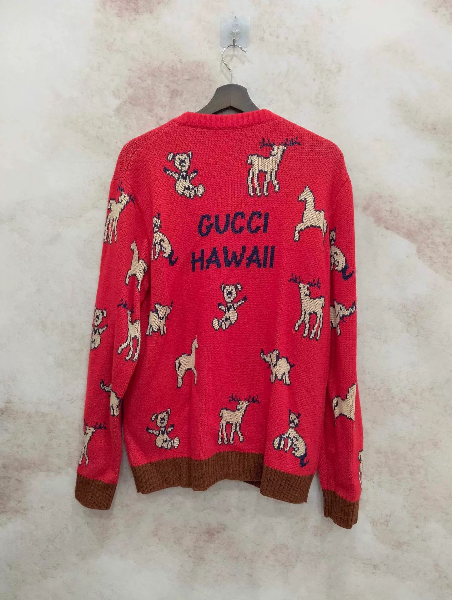 Gucci GUCCI Red Animal Print Knit Cardigan M Size US M / EU 48-50 / 2 - 2 Thumbnail