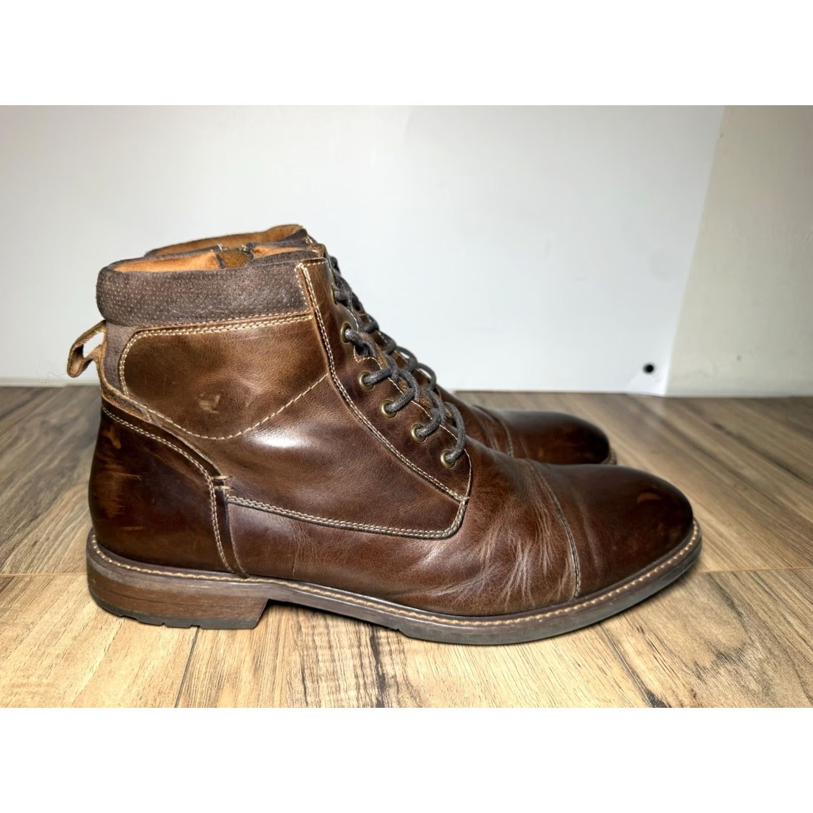 Florsheim Florsheim Chalet Cap Toe Boots Chestnut Brown Size 12 Men Boots Leather Cap Toe Chukka Zip Lace Up Casual M Brown Mens Size ONE SIZE - 4 Thumbnail