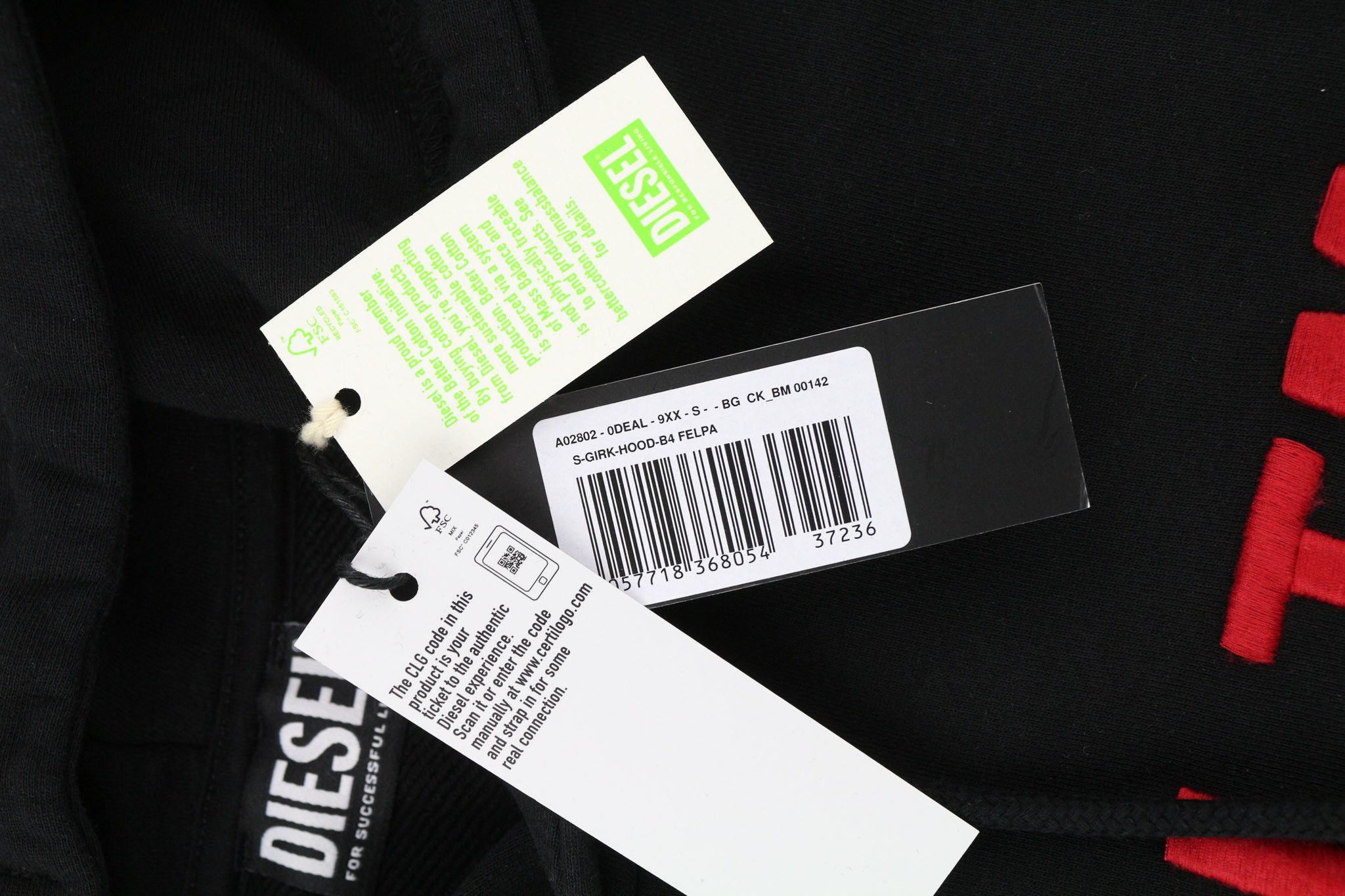 Diesel S-GIRK-HOOD-B4 S Black Oversized Hoodie 40116 Size US S / EU 44-46 / 1 - 6 Thumbnail