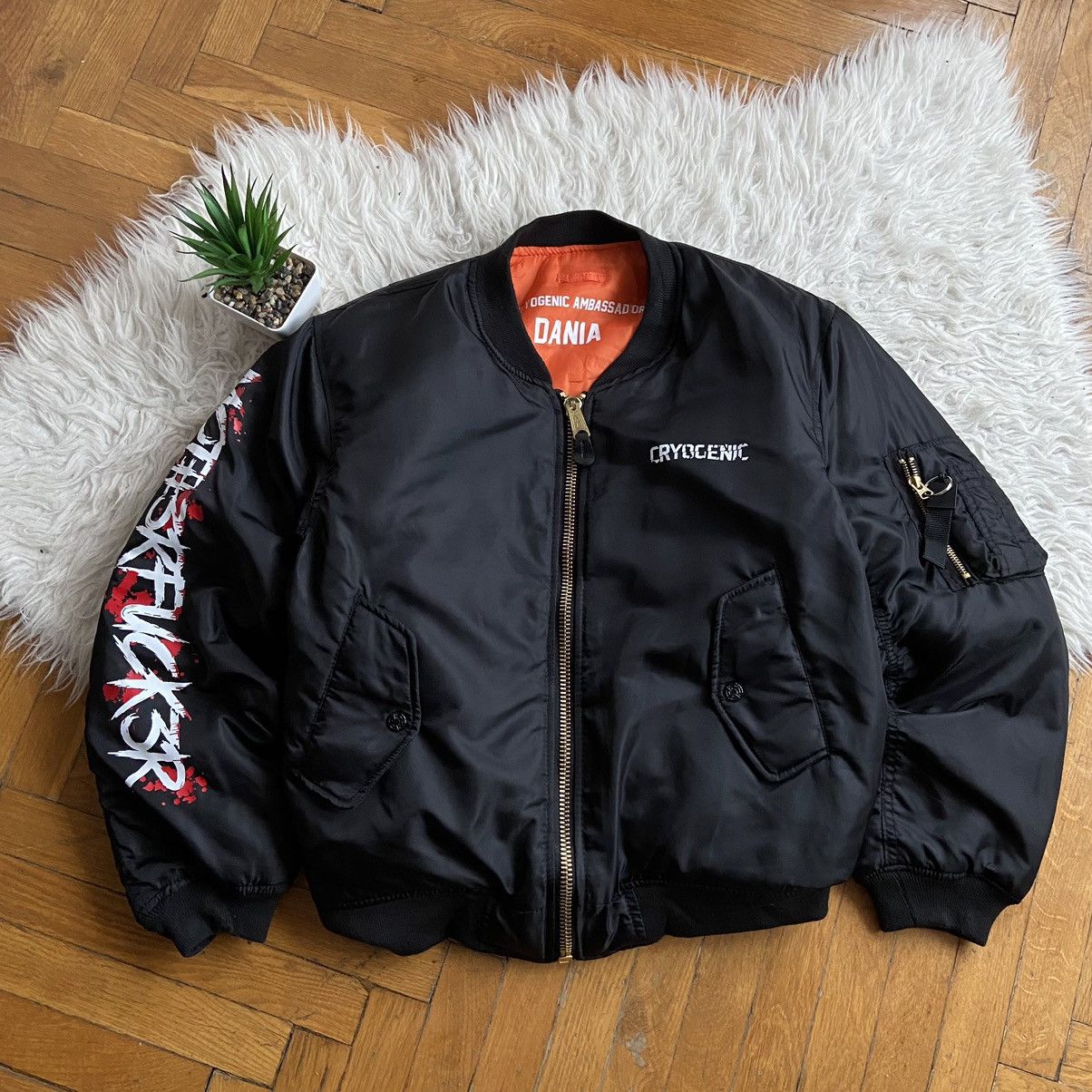 Japanese Brand × Vintage 📌 Crazy MA-1 Vintage Cryogenic Big Print Bomber Jacket Size US S / EU 44-46 / 1 - 2 Thumbnail