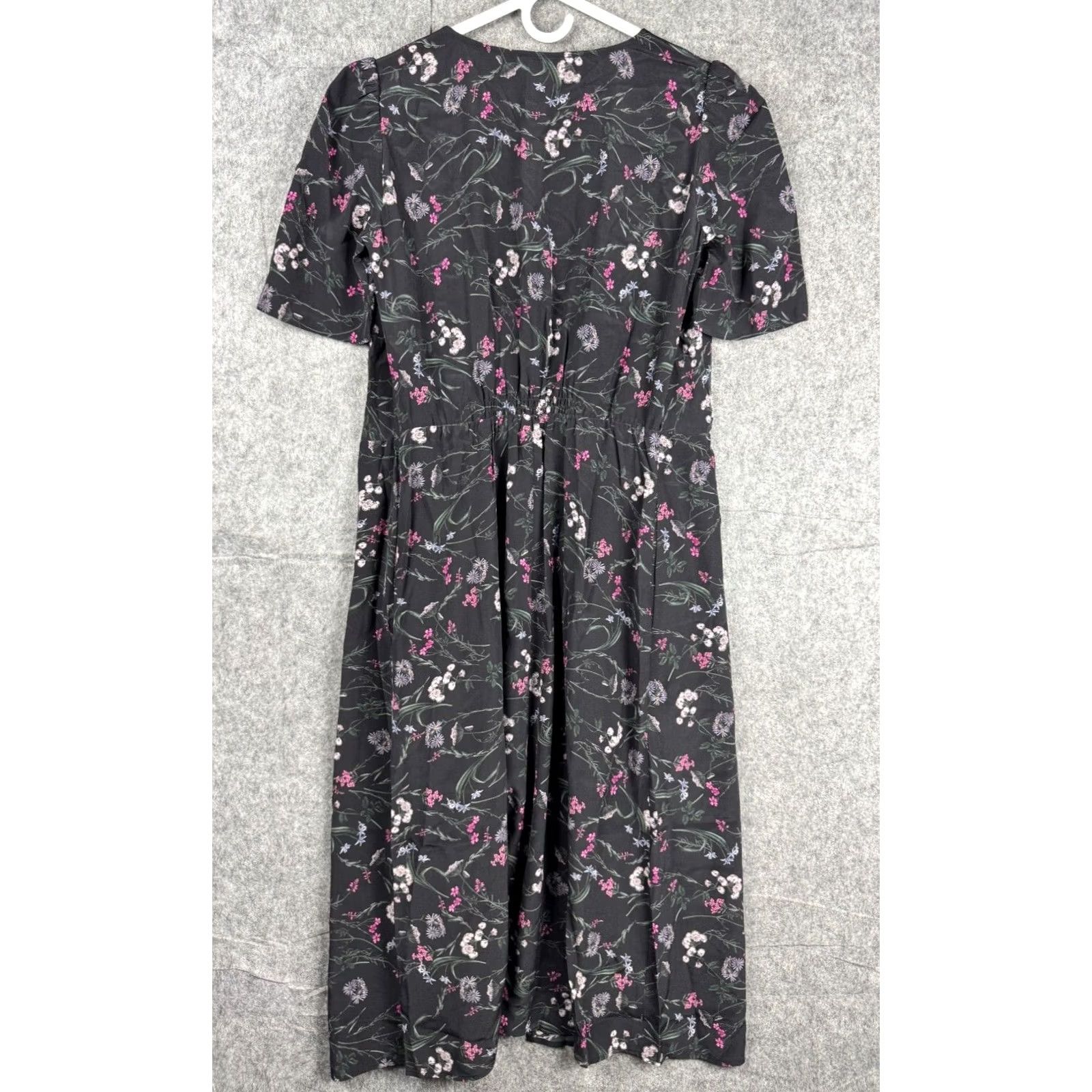Vintage Amour Vert Dress Women's XS Silk Floral Pockets Tie Slim Fit Calf Length NWT Size XS / US 0-2 / IT 36-38 - 4 Thumbnail