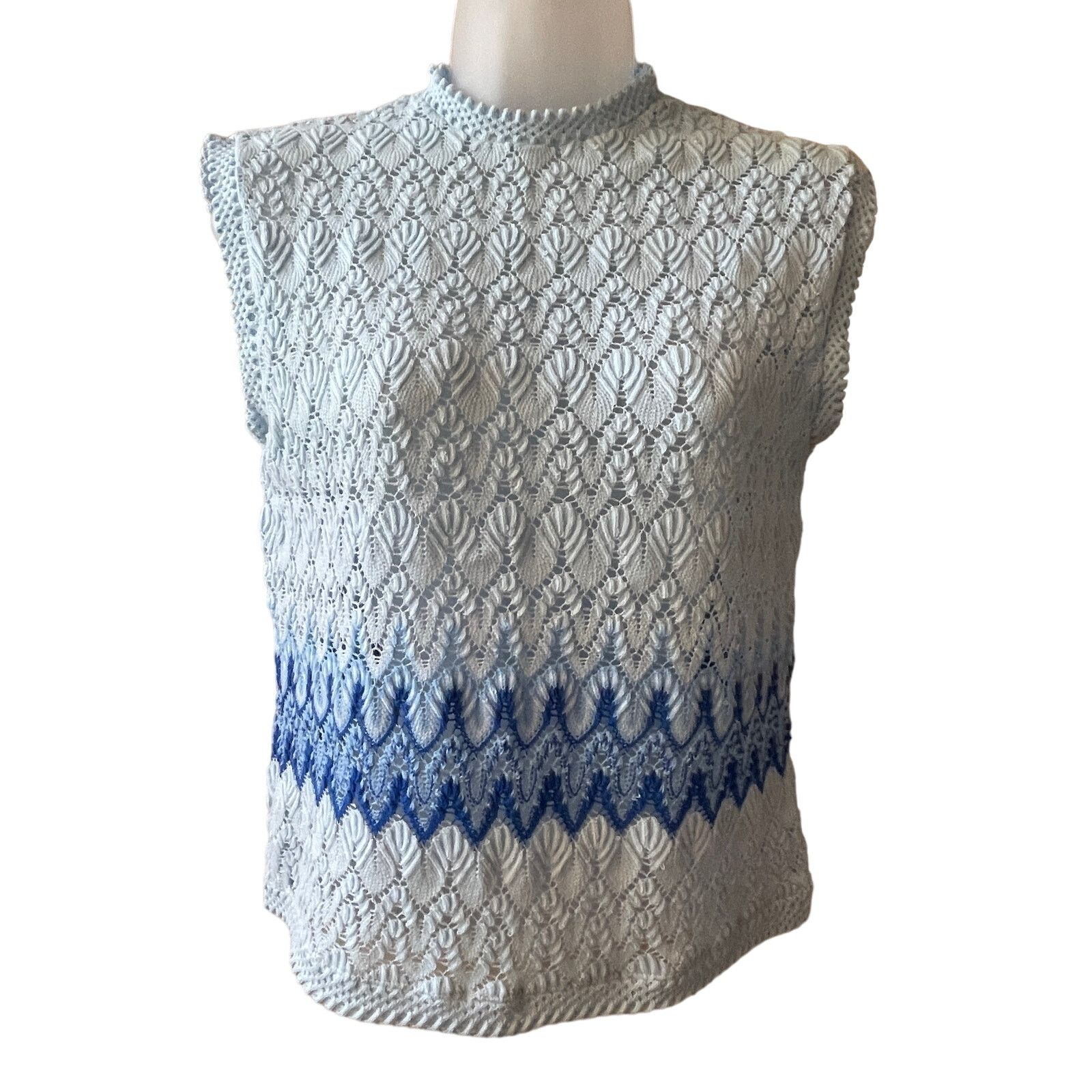 Vintage VINTAGE 60s Acrylace Ombre Crochet Knit Shell Top Size Small Size S / US 4 / IT 40 - 1 Thumbnail