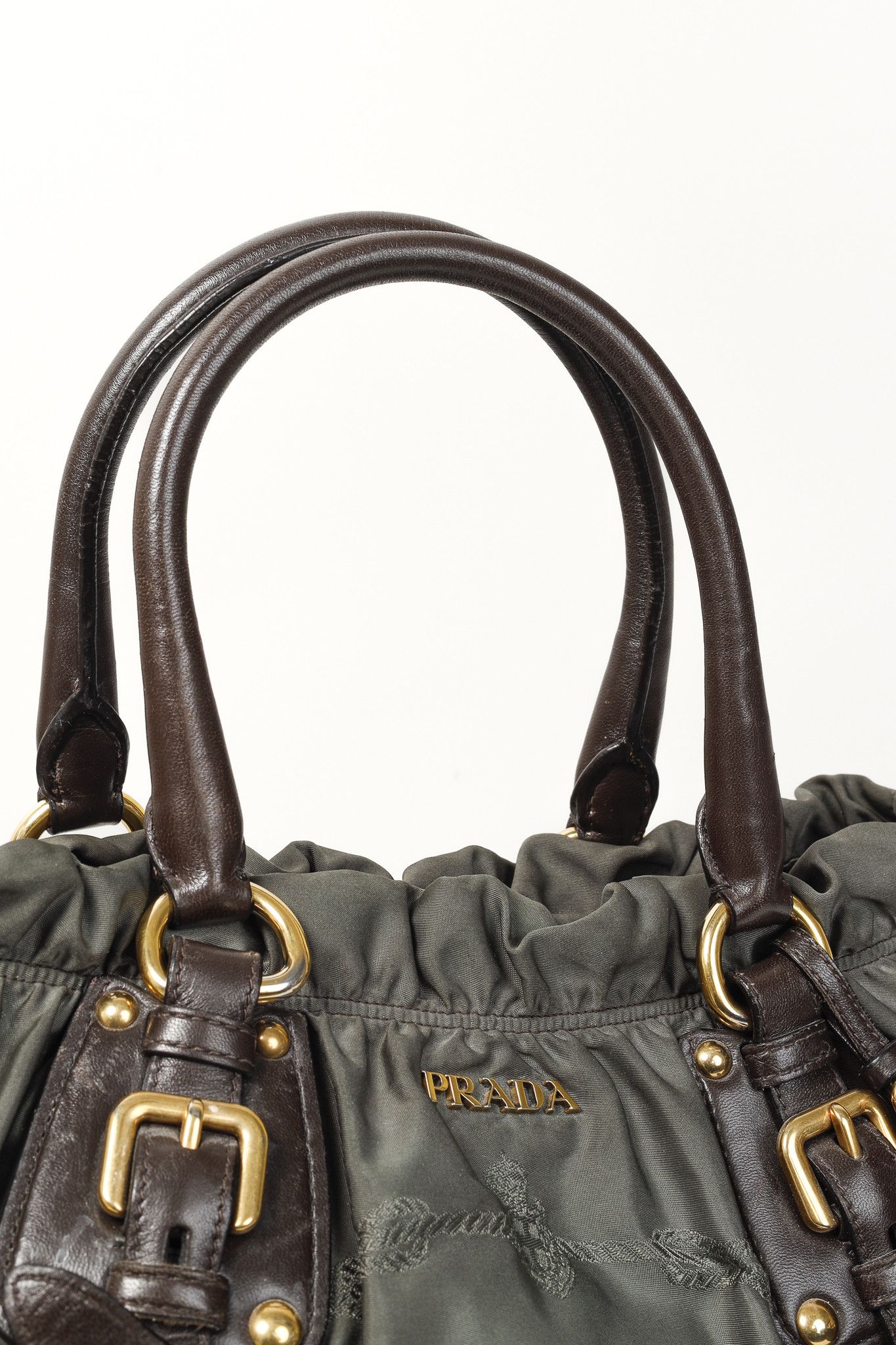 Prada Prada Green Tessuto Jacquard-Logo Leather-Trim 2-Way Bag Size ONE SIZE - 7 Thumbnail