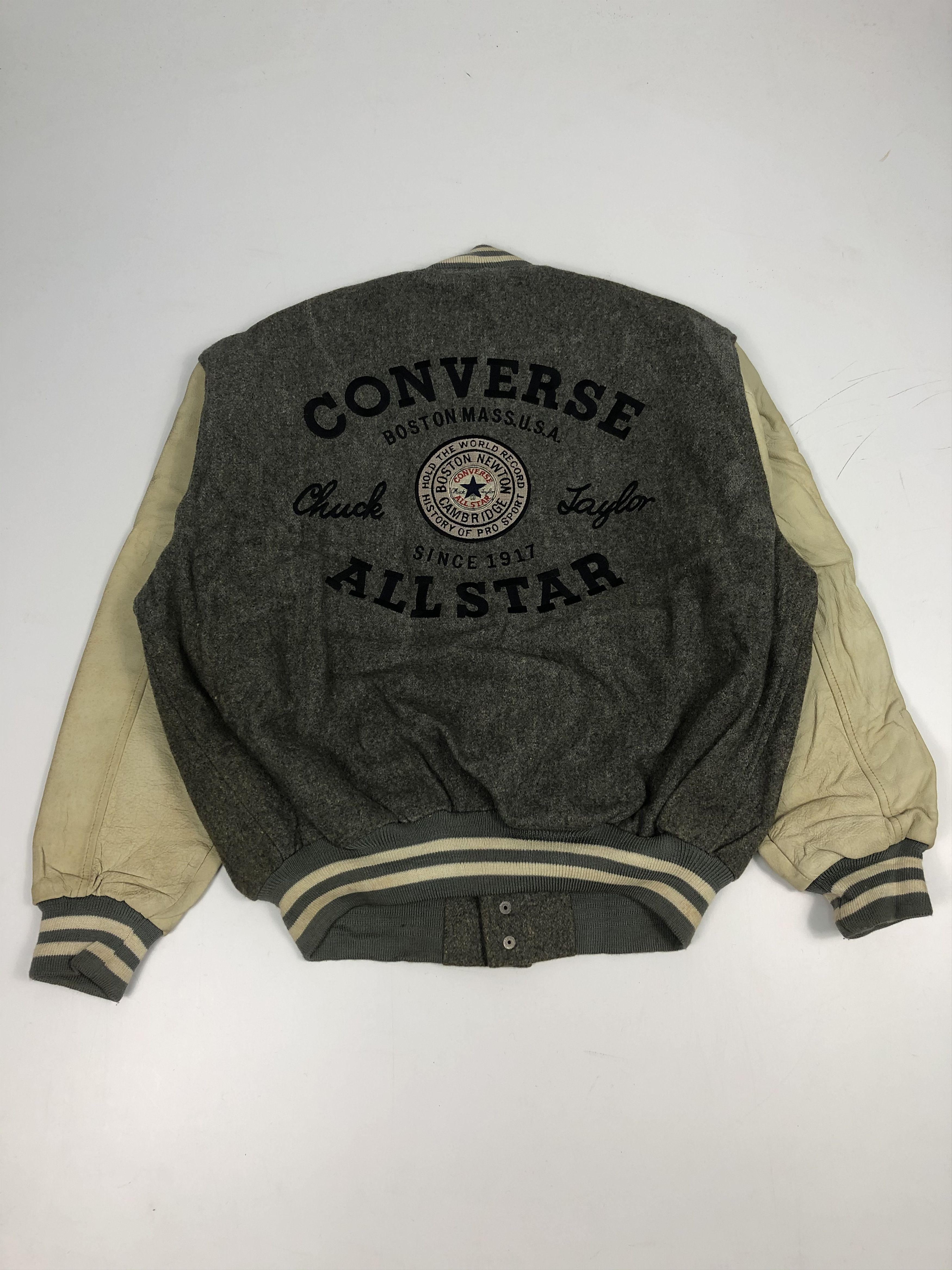 Converse Vintage 90s Converse Biglogo Varsity Leather Jacket V0096 Size US M / EU 48-50 / 2 - 2 Thumbnail