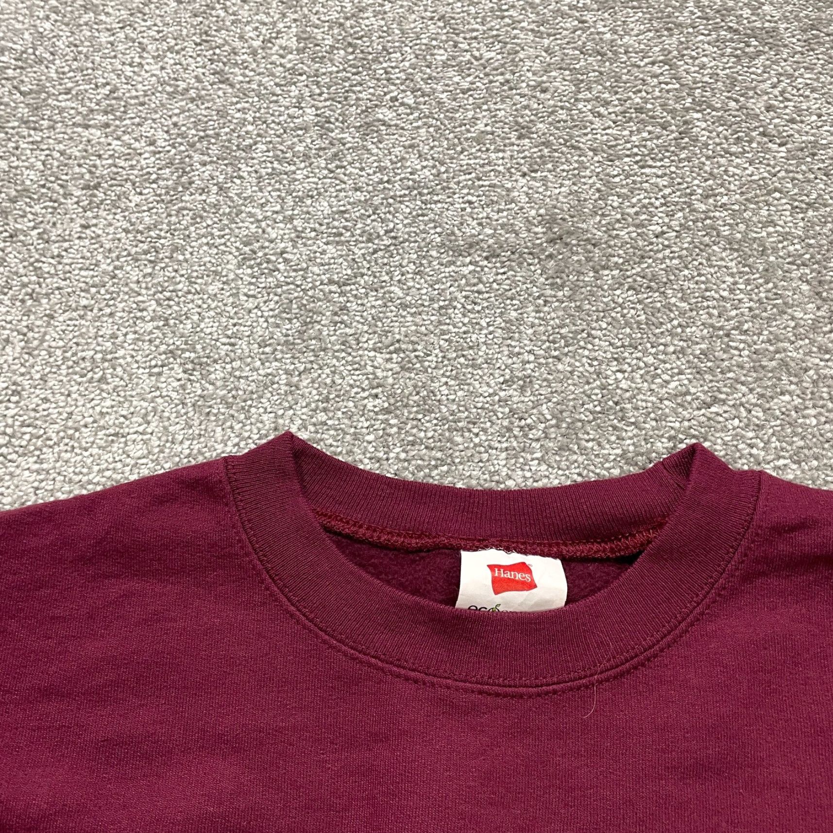 Hanes VINTAGE: No — Hanes Ecosmart Pullover Sweatshirt Mens Large Maroon Crew Neck Fleece Casual Hands Off Size US L / EU 52-54 / 3 - 4 Thumbnail