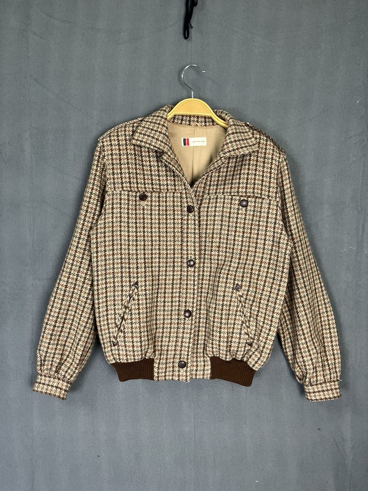 Max Mara × Vintage Vintage Suncy Max Mara Houndstooth Wool Jacket Button Up Size M / US 6-8 / IT 42-44 - 1 Thumbnail