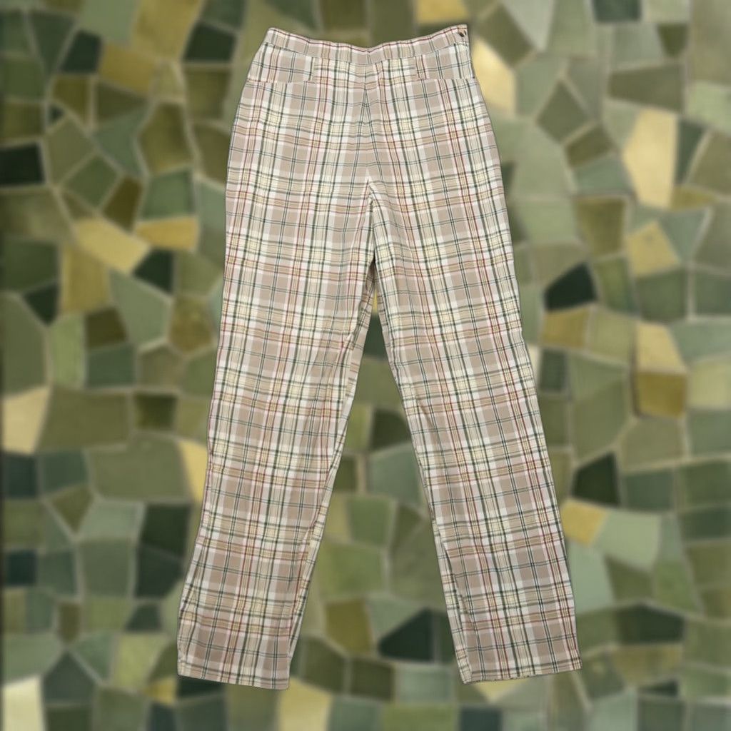 Vintage VINTAGE New York & Company Tan Plaid High Rise Tapered Leg Pants Size 32" / US 10 / IT 46 - 1 Thumbnail
