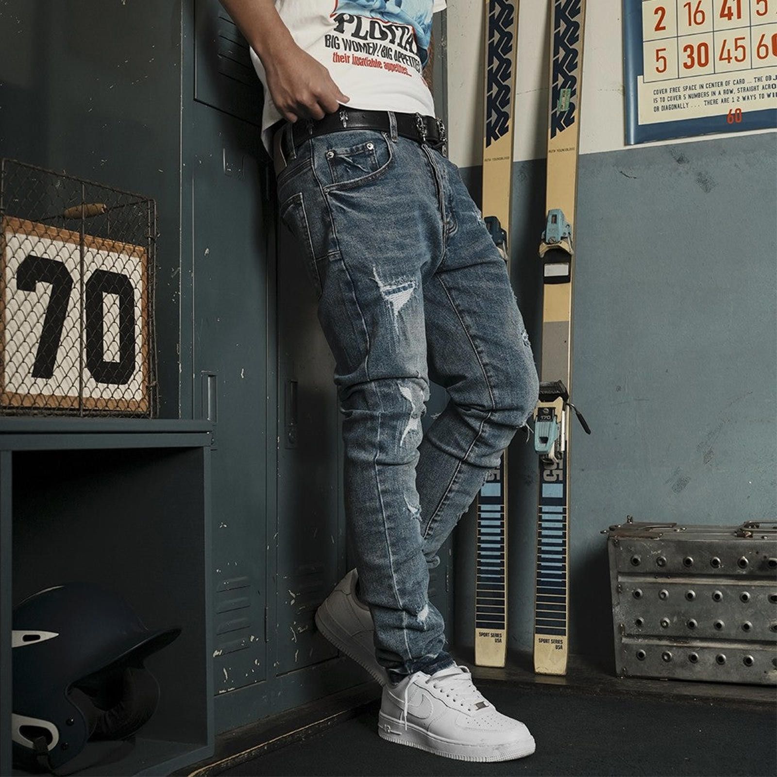 Jean × Vintage Stacked Vintage Jeans – Slim Fit, Embroidered Detail Size US 32 / EU 48 - 5 Thumbnail