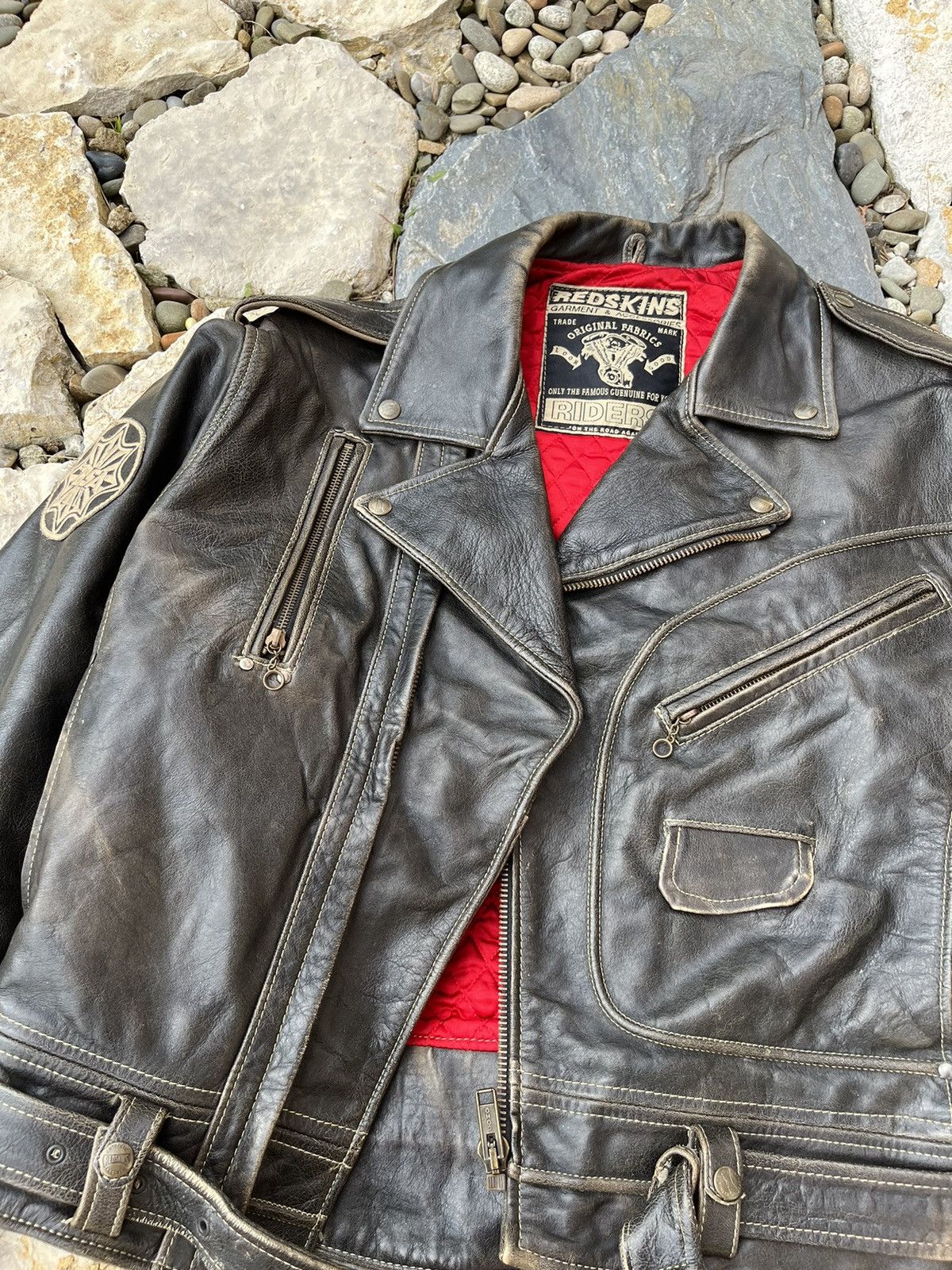 NFL × Vintage Vintage leather Redskins biker jacket distressed ramones Size US XL / EU 56 / 4 - 15 Thumbnail