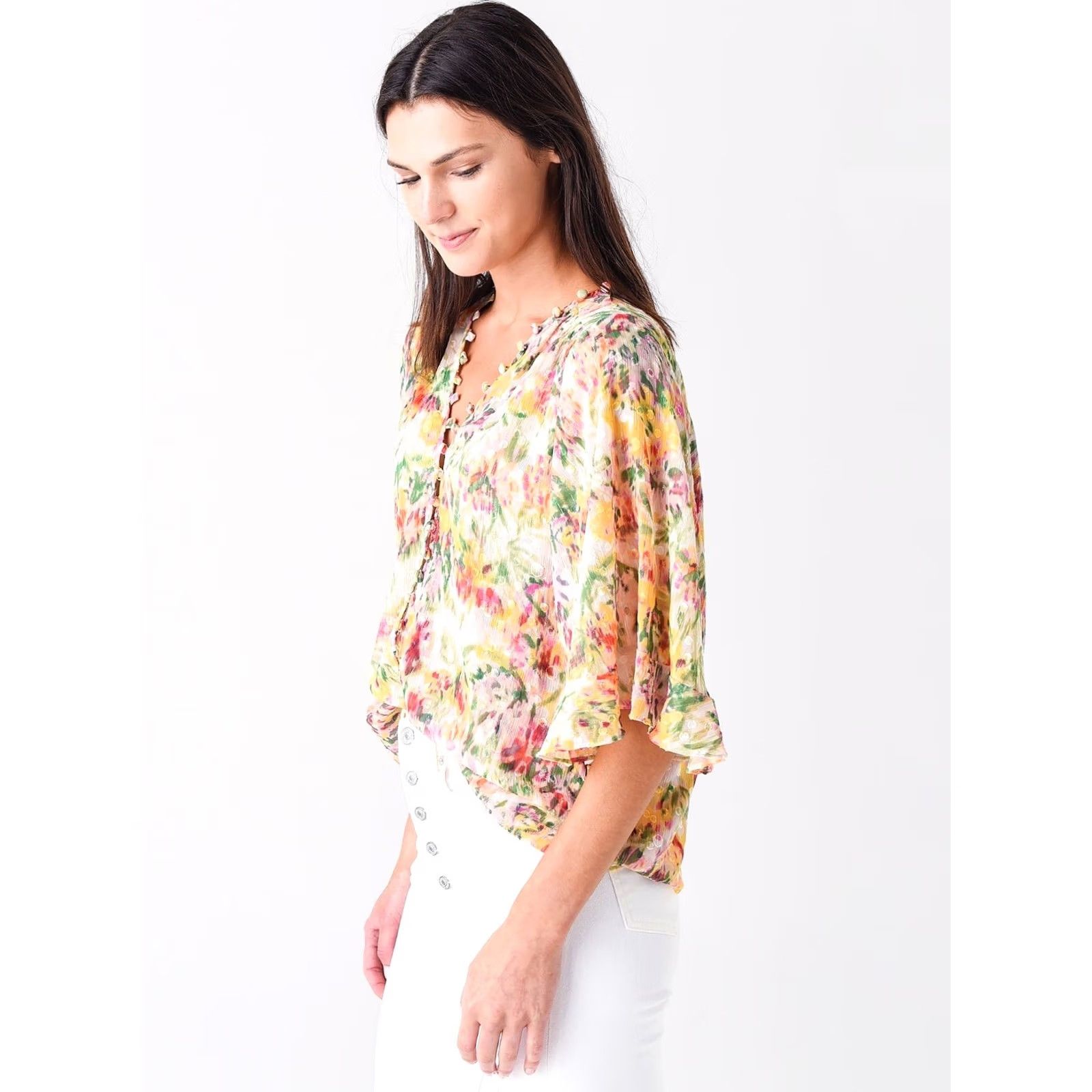 MISA Los Angeles Misa Los Angeles Top Womens S Para Bahara Floral Print Chiffon Women Size Size S / US 4 / IT 40 - 3 Thumbnail