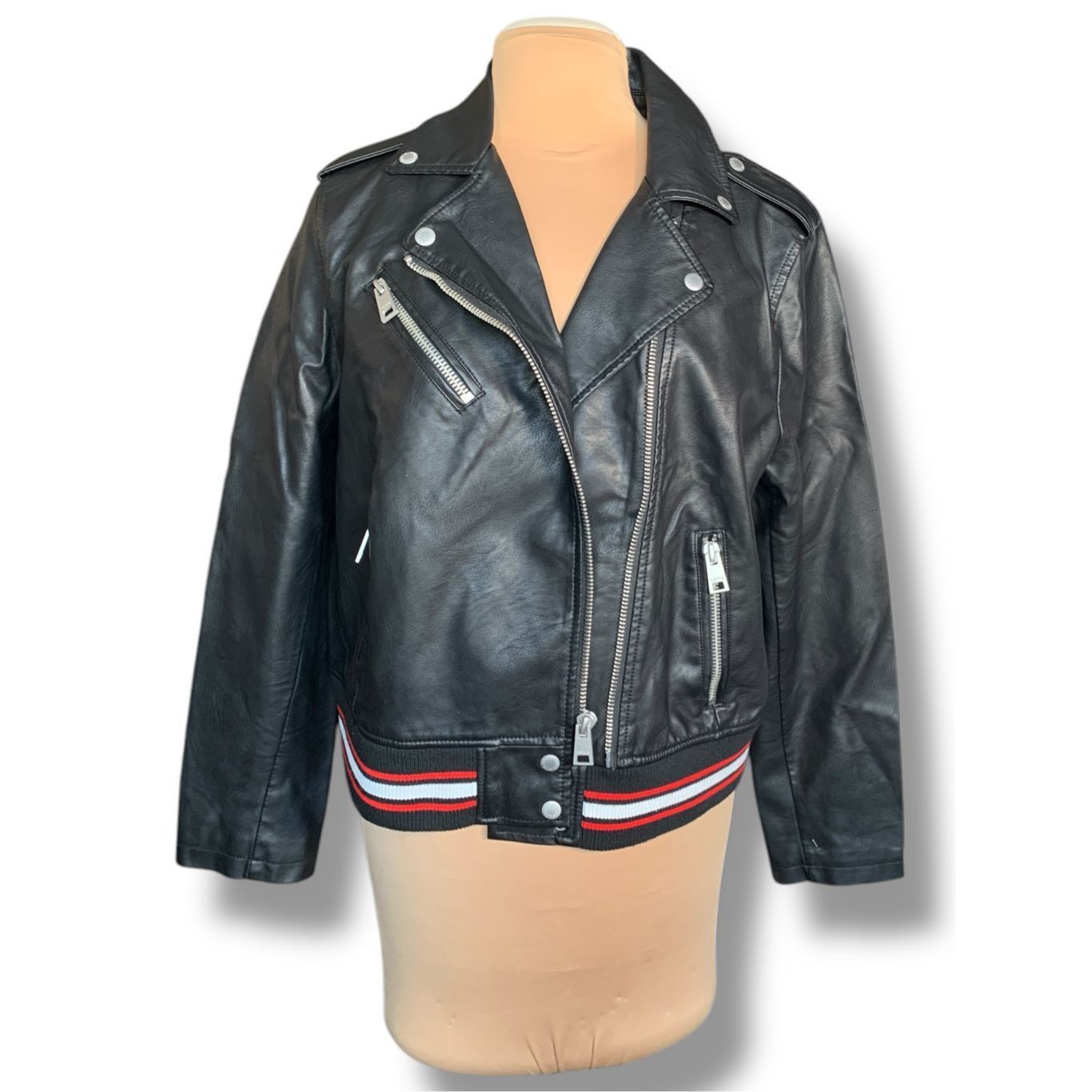 Levi's Levi’s NWT Faux Leather Moto Jacket Black Ribbed Hem Asymmet Size XL / US 12-14 / IT 48-50 - 2 Thumbnail