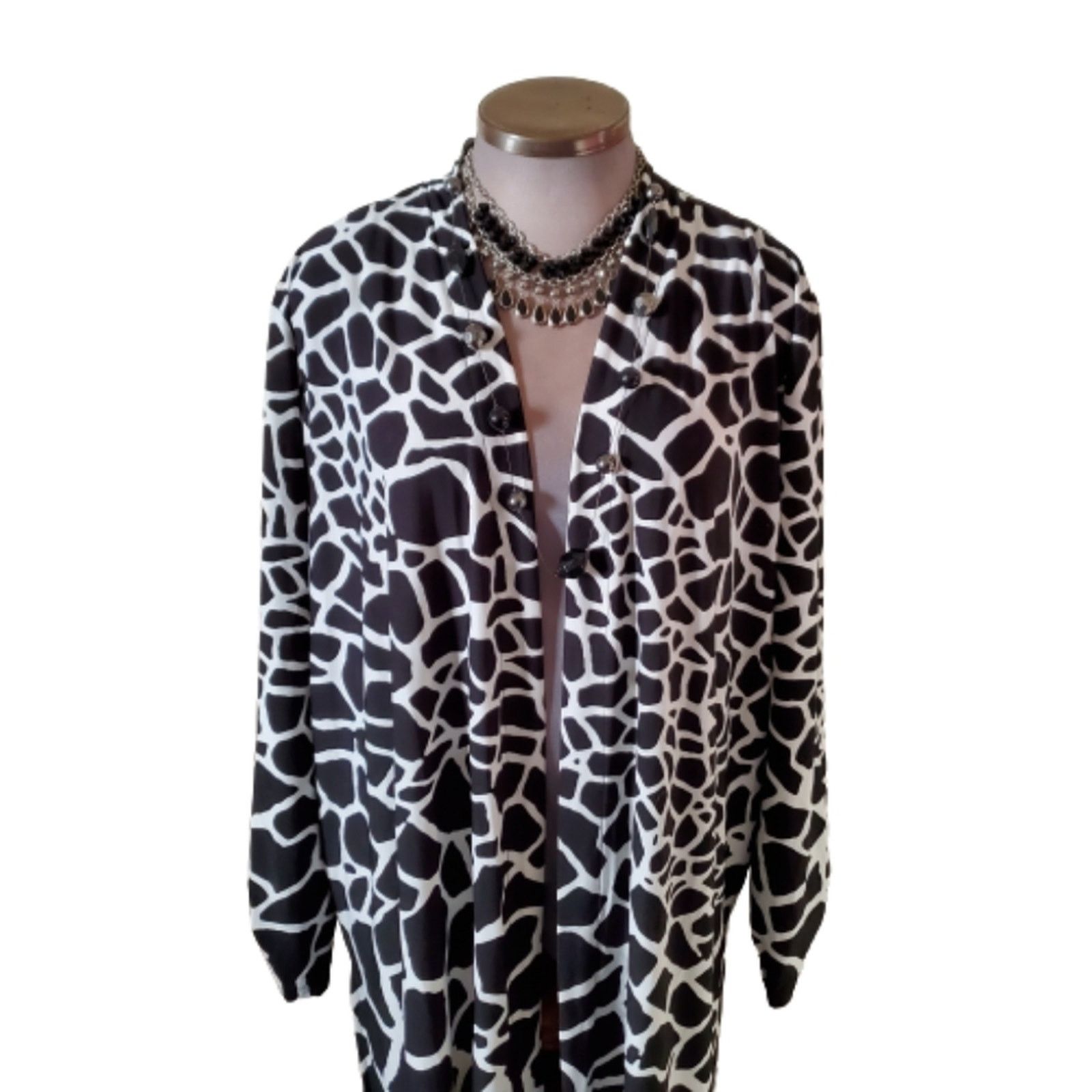 Other STATEMENT MAKING ☆ B&W GIRAFFE PRINT DUSTER 6x ☆ NWT Size 4XL / US 24-26 - 2 Thumbnail