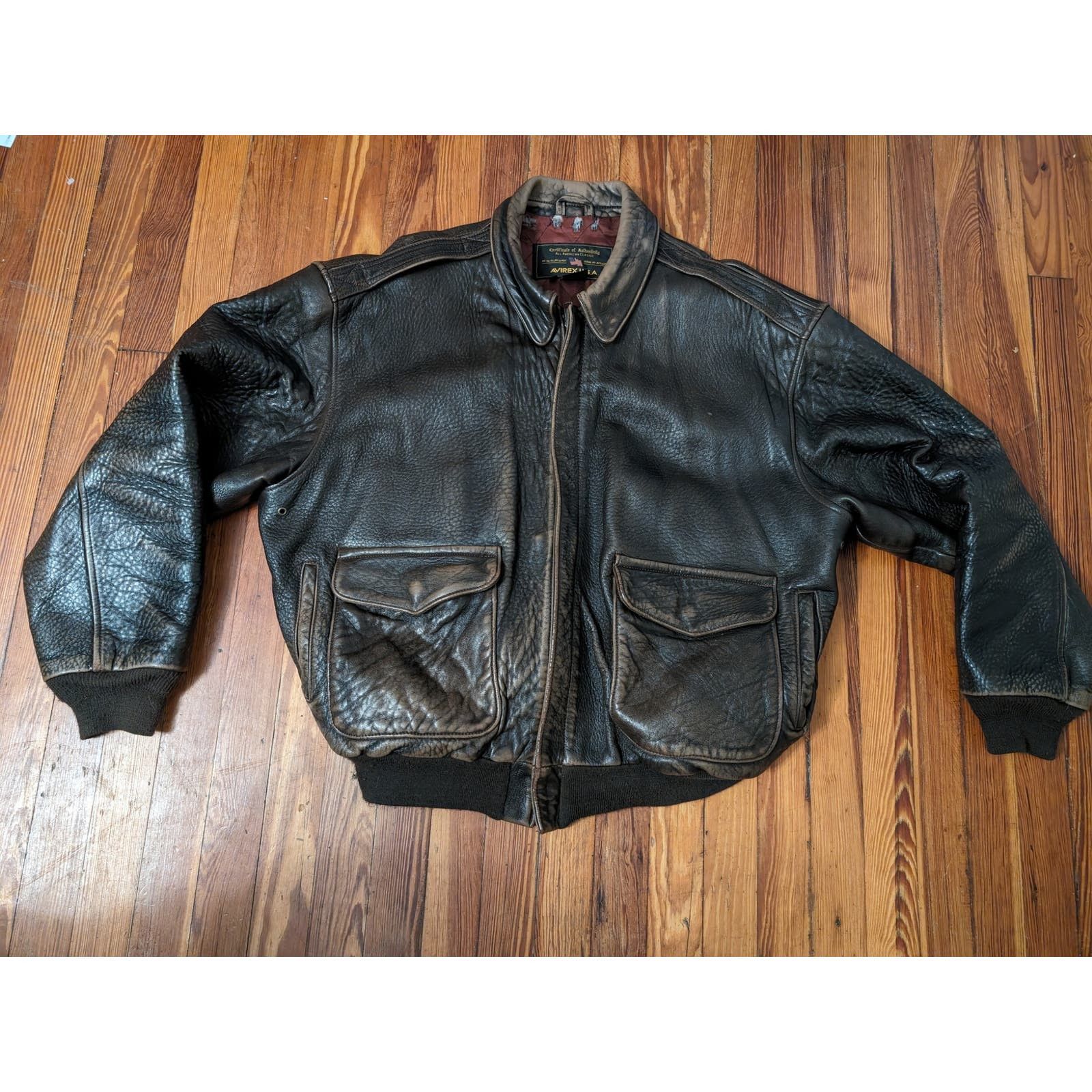 image of Avirex VTG Usaf Brown Leather A-2 Flight Bomber Moto 2Xl, Men's