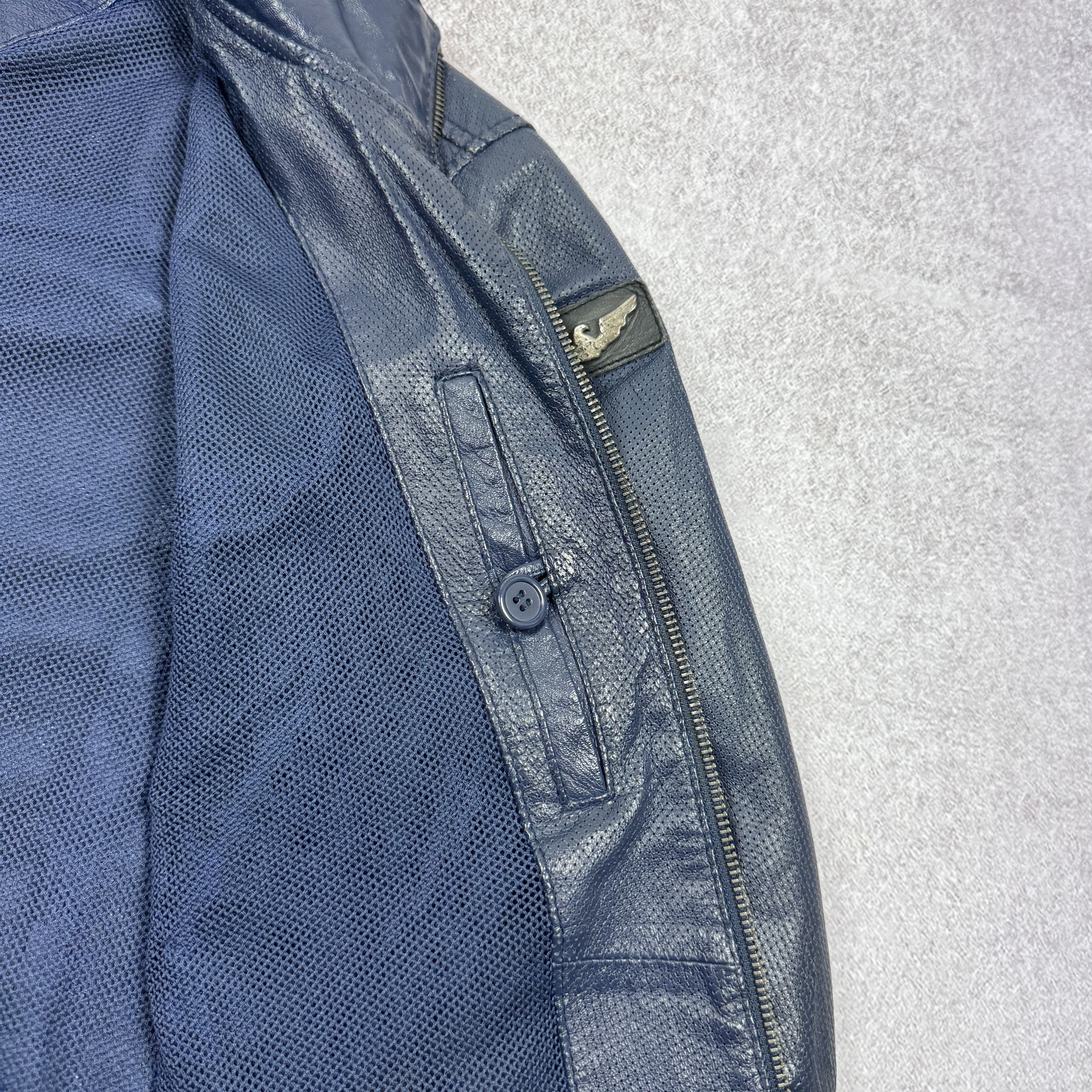 Armani Men`s Armani Jeans Navy Perforated Leather Jacket Size 3XL Size US XXL / EU 58 / 5 - 12 Thumbnail