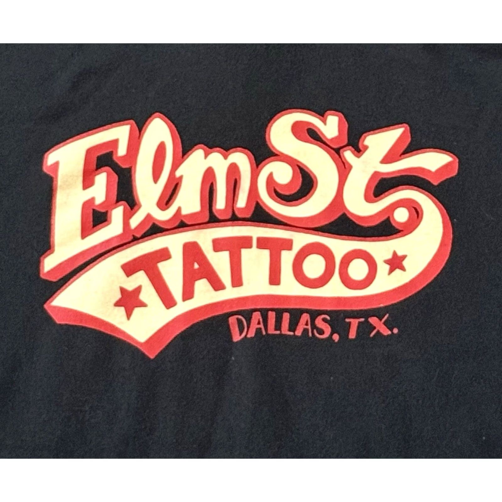 Hanes VINTAGE Elm Street Tattoo Hooded Sweatshirt XL Black Hanes Crew Neck Pockets Graphic Print 90s USA Dallas Texas Oliver Peck Mens Sweatshirt Size US XL / EU 56 / 4 - 3 Thumbnail