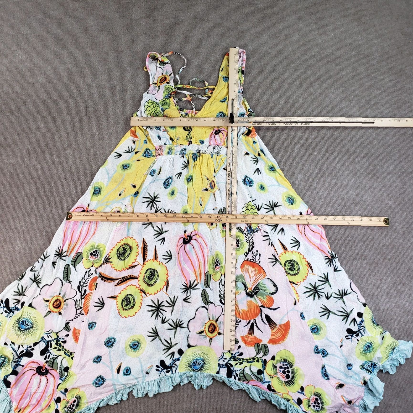 Anthropologie Anthropologie White Floral Boho Sundress Womens XS Sleeveless Asymmetrical Beach Summer Size XS / US 0-2 / IT 36-38 - 2 Thumbnail