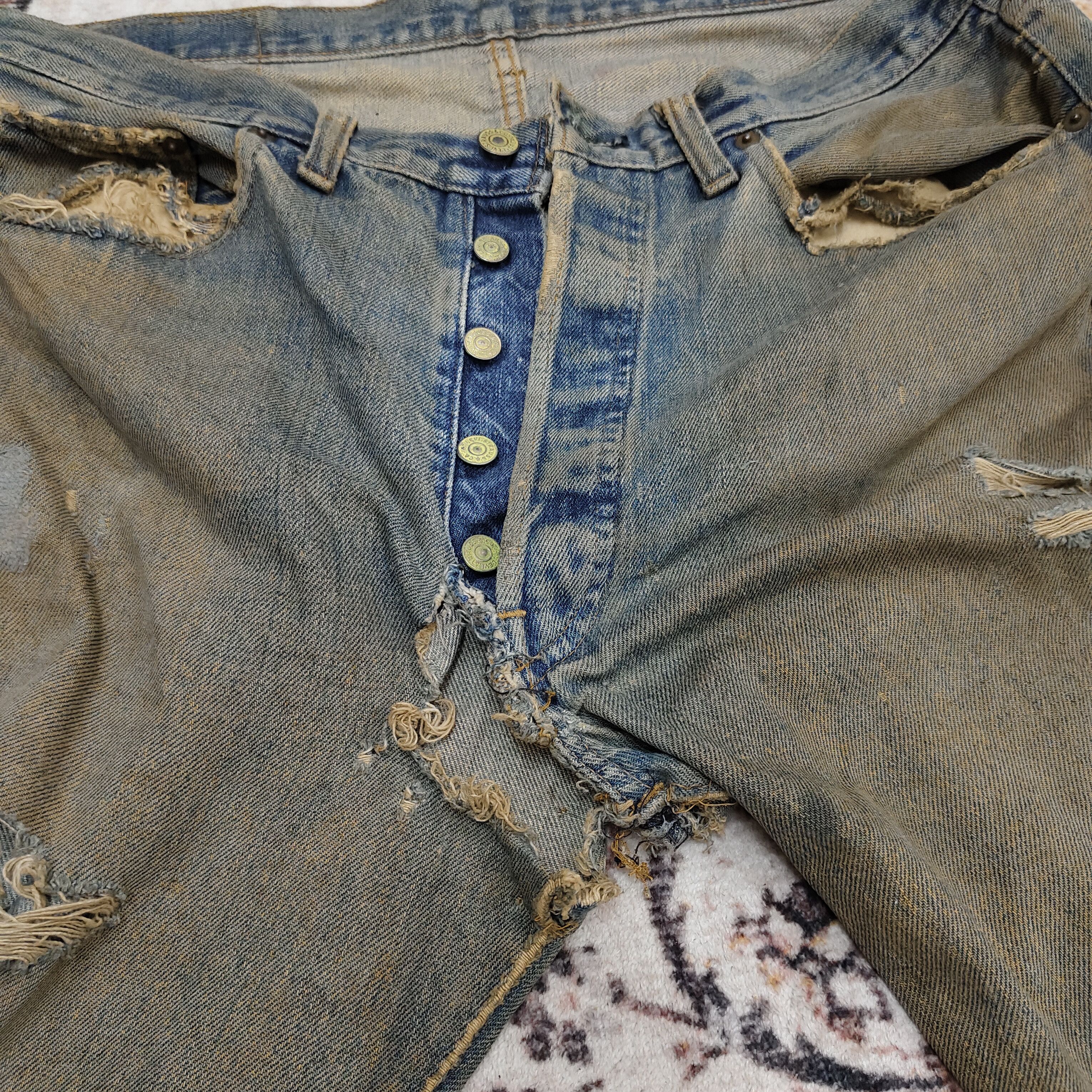 Levi's True Vintage 70s Levi's 501 Selvedge Distressed Ripped Jean Size US 34 / EU 50 - 14 Thumbnail