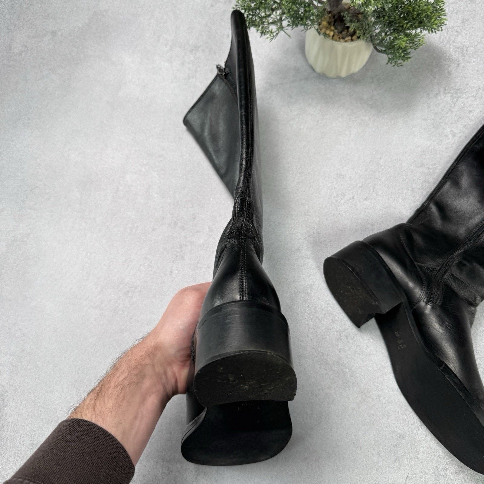 Max Mara MAX MARA Leather Women High Black boots Black Size 38 US 8 Size US 8 / IT 38 - 22 Thumbnail