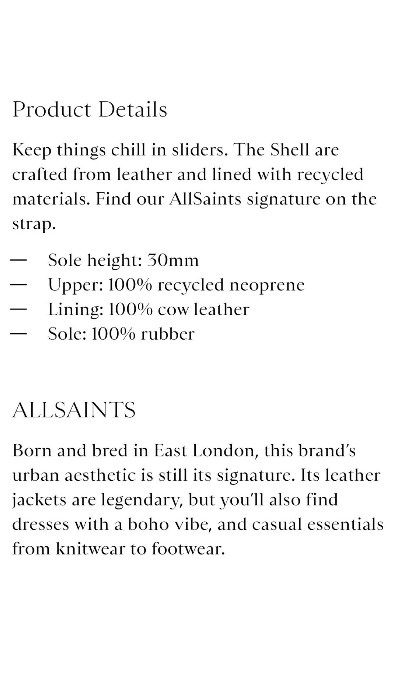 Allsaints NEW, ALLSAINTS SHELL LEATHER SLIDES / SANDALS Size US 12 / EU 45 - 8 Thumbnail