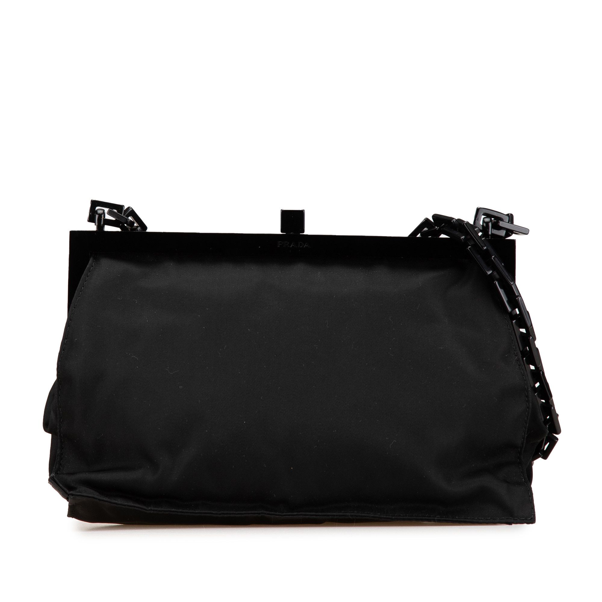 Prada Tessuto Frame Chain Shoulder Bag in Black, Women's