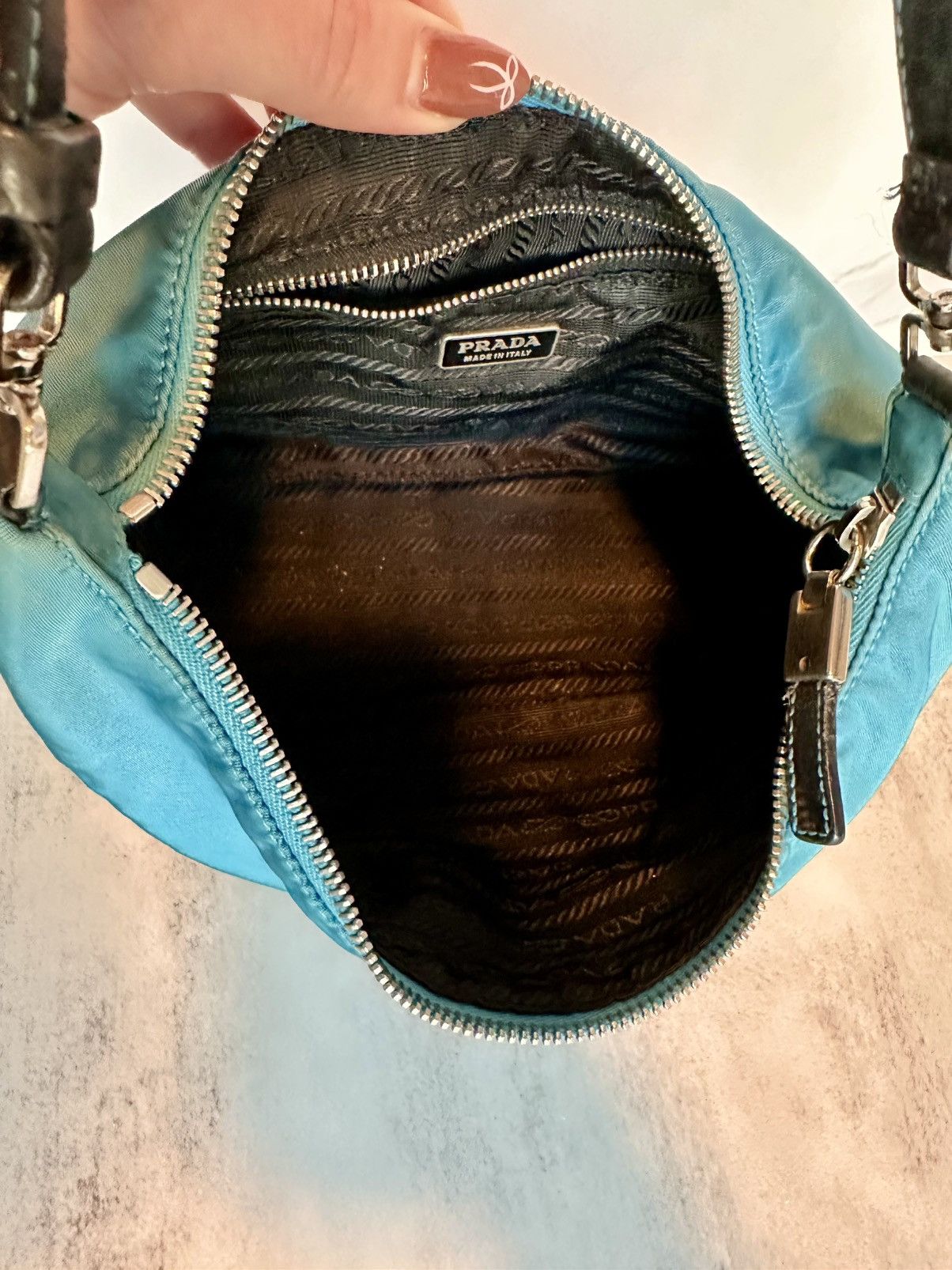 Prada Blue Prada Nylon and Leather Pochette Size ONE SIZE - 8 Thumbnail