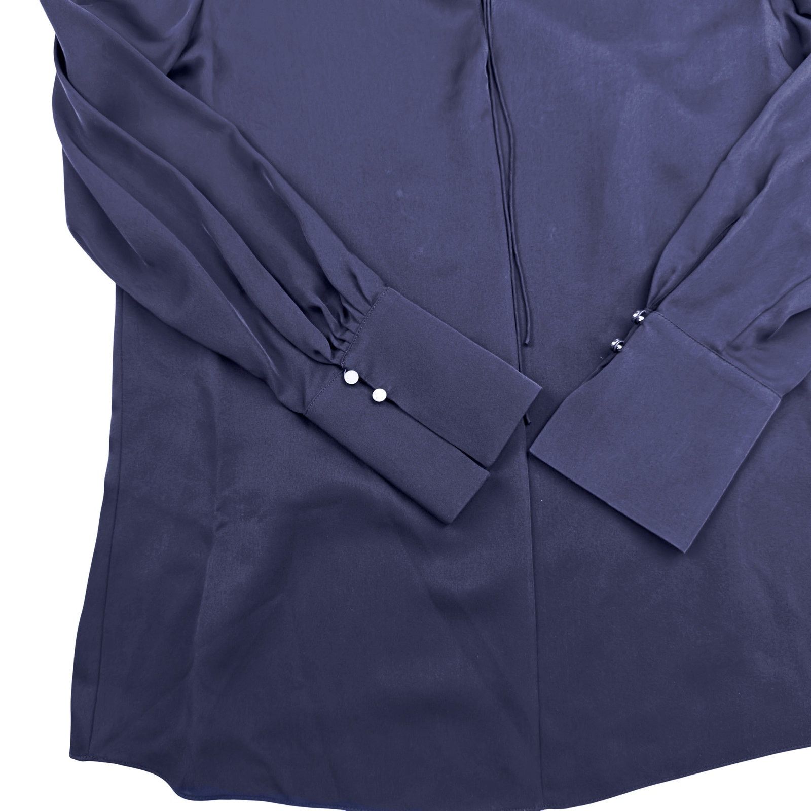 Theory Theory Silk Blue Keyhole Tie Front Cuff Sleeve Blouse Tunic Size M / US 6-8 / IT 42-44 - 5 Thumbnail