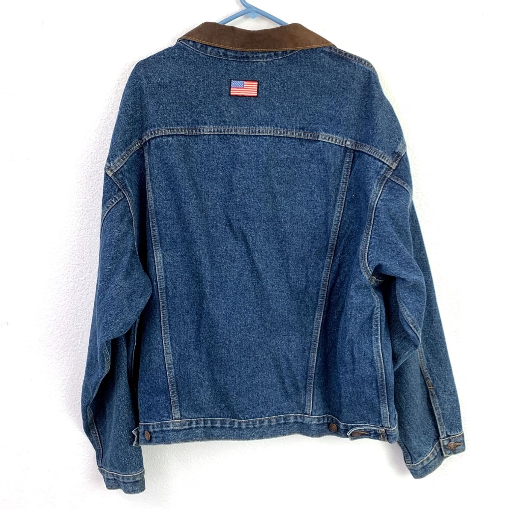 Etro VINTAGE Petro 90s Denim Jacket XXL Brown Blue Twill Ed Parrott Classic Outdoor Button Embroidered Logo Mens Size US 39 - 8 Thumbnail