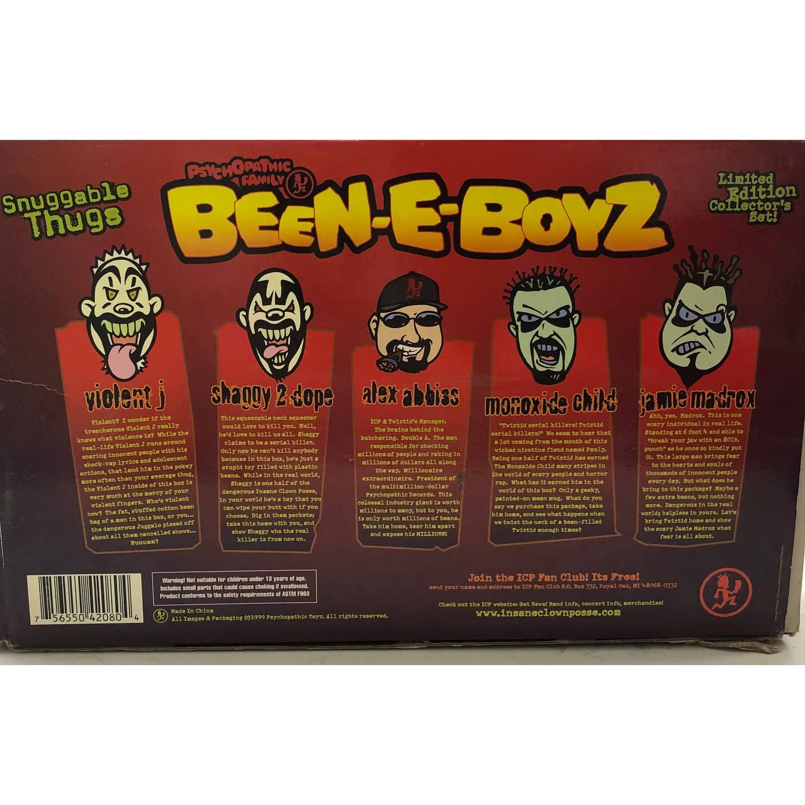 VTG ICP Been-E-Boyz Psycopathic Family Snuggable Thugs Plush