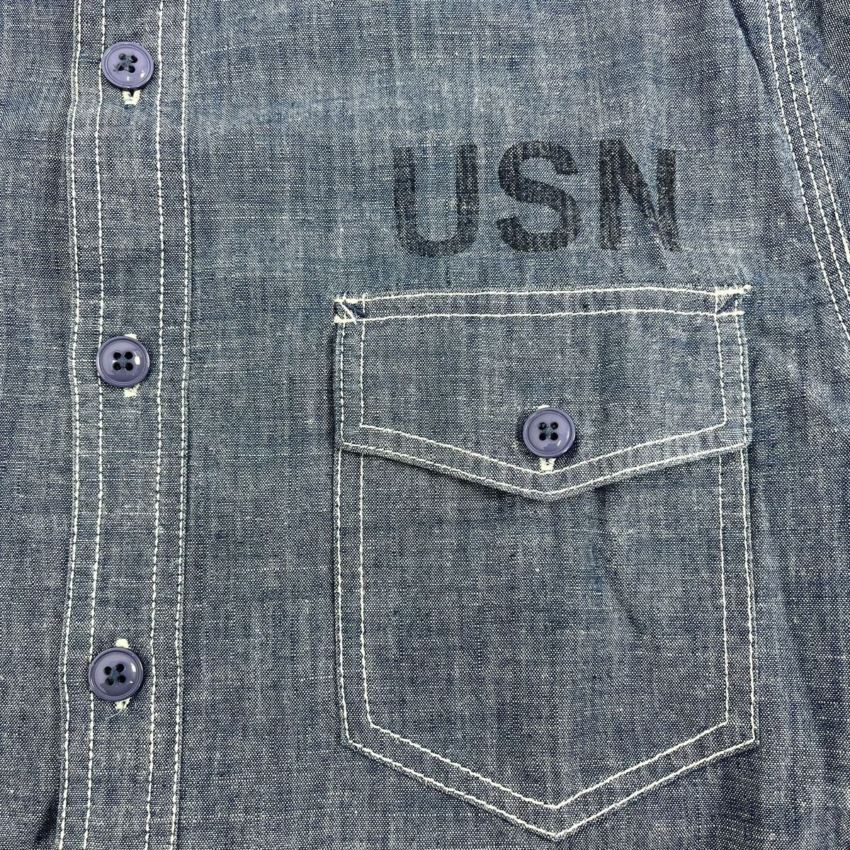 Japanese Brand Vintage Houston Military USN Chambray Pocket Denim Shirt Size US M / EU 48-50 / 2 - 7 Thumbnail