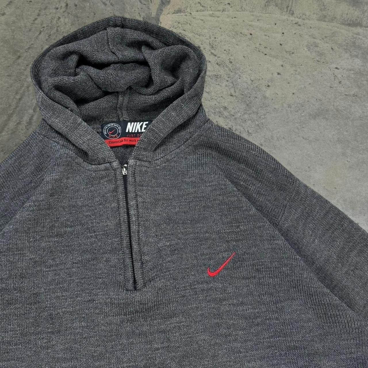 Nike Vintage 90s Grey Nike Knit Quarter Zip Hoodie Size US S / EU 44-46 / 1 - 2 Thumbnail