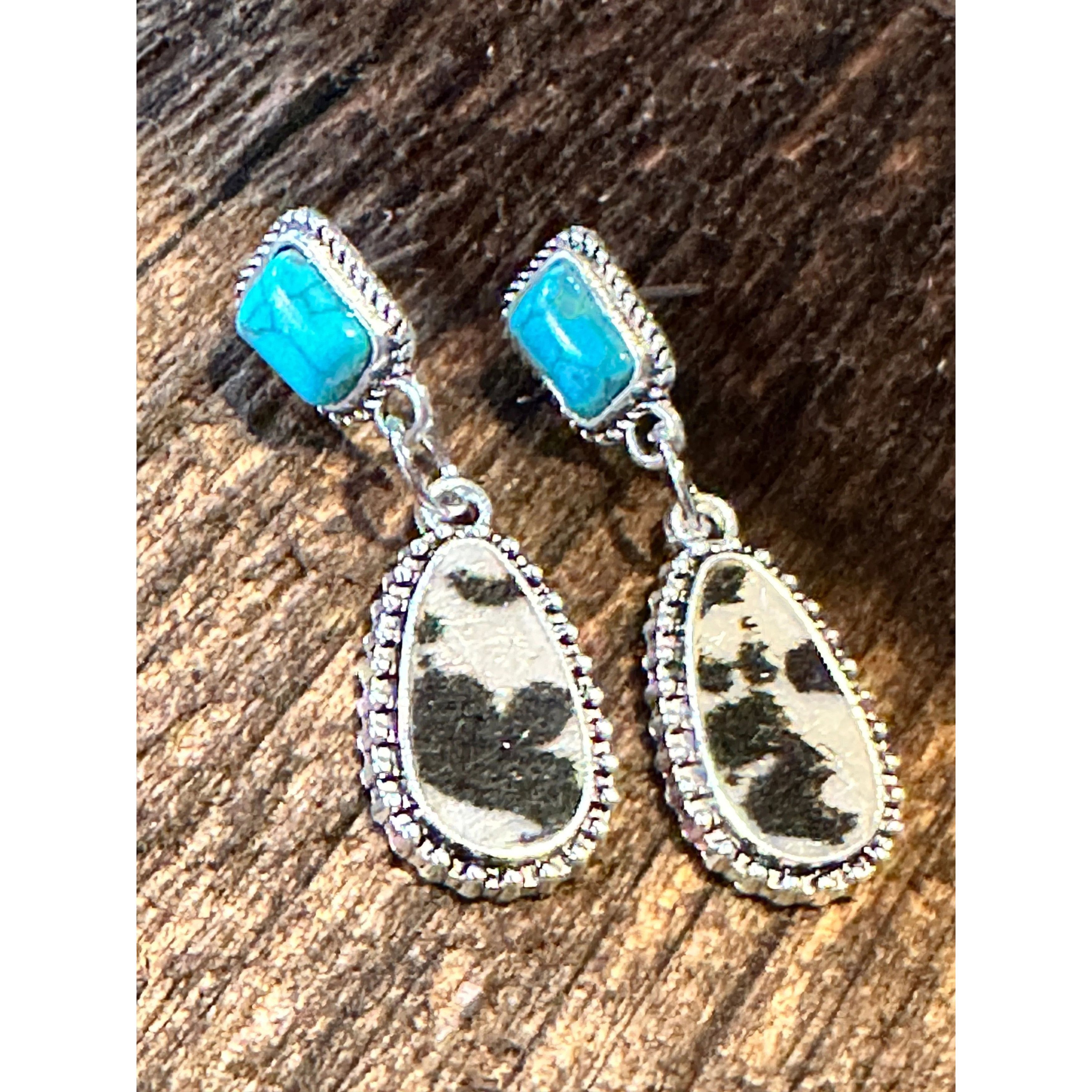 Other Boho Hippie Western Cowgirl Turquoise Stone Silver Drop Stud Size ONE SIZE - 7 Thumbnail