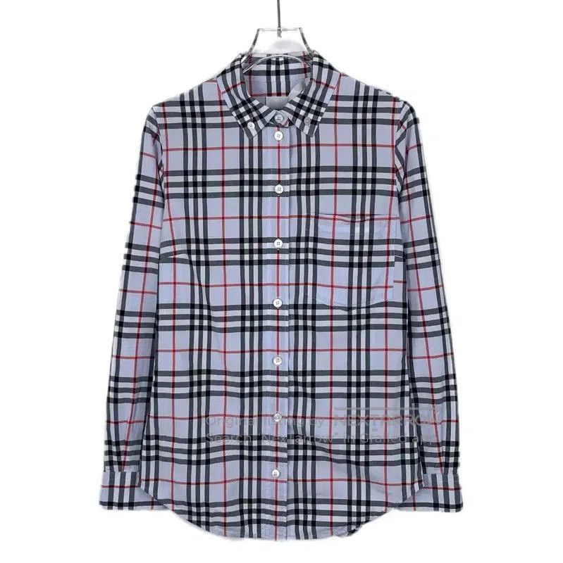 Burberry Blue Cotton Check Shirt for Women.