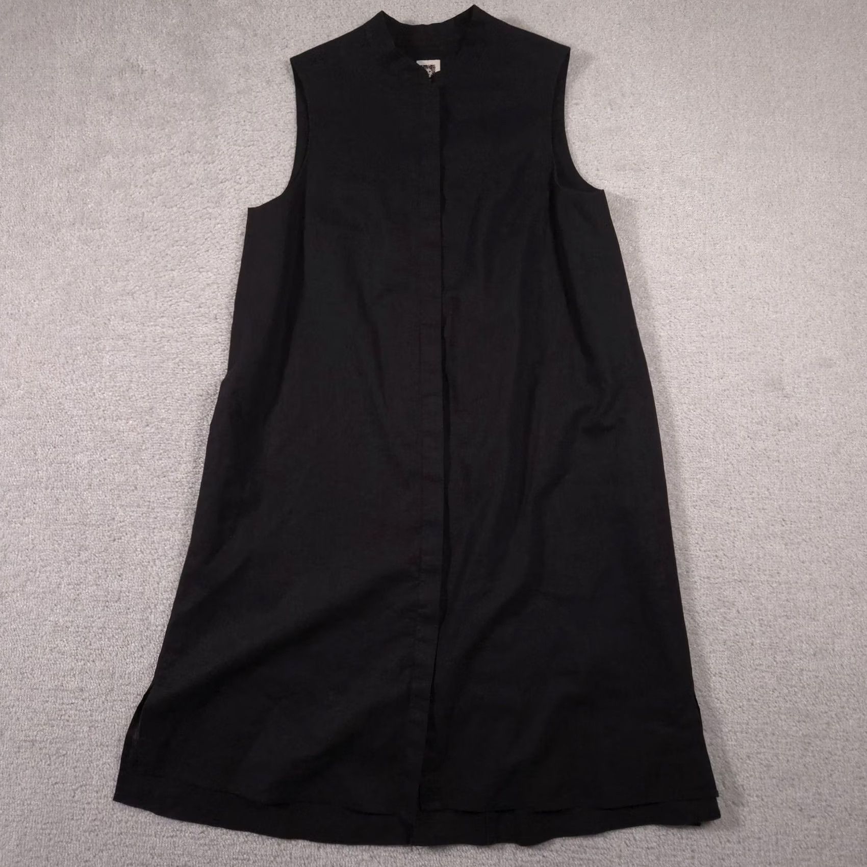 Anne Klein Anne Klein Dress Womens Small Black Linen Blend Sleeveless Button Front Midi Size S / US 4 / IT 40 - 2 Thumbnail