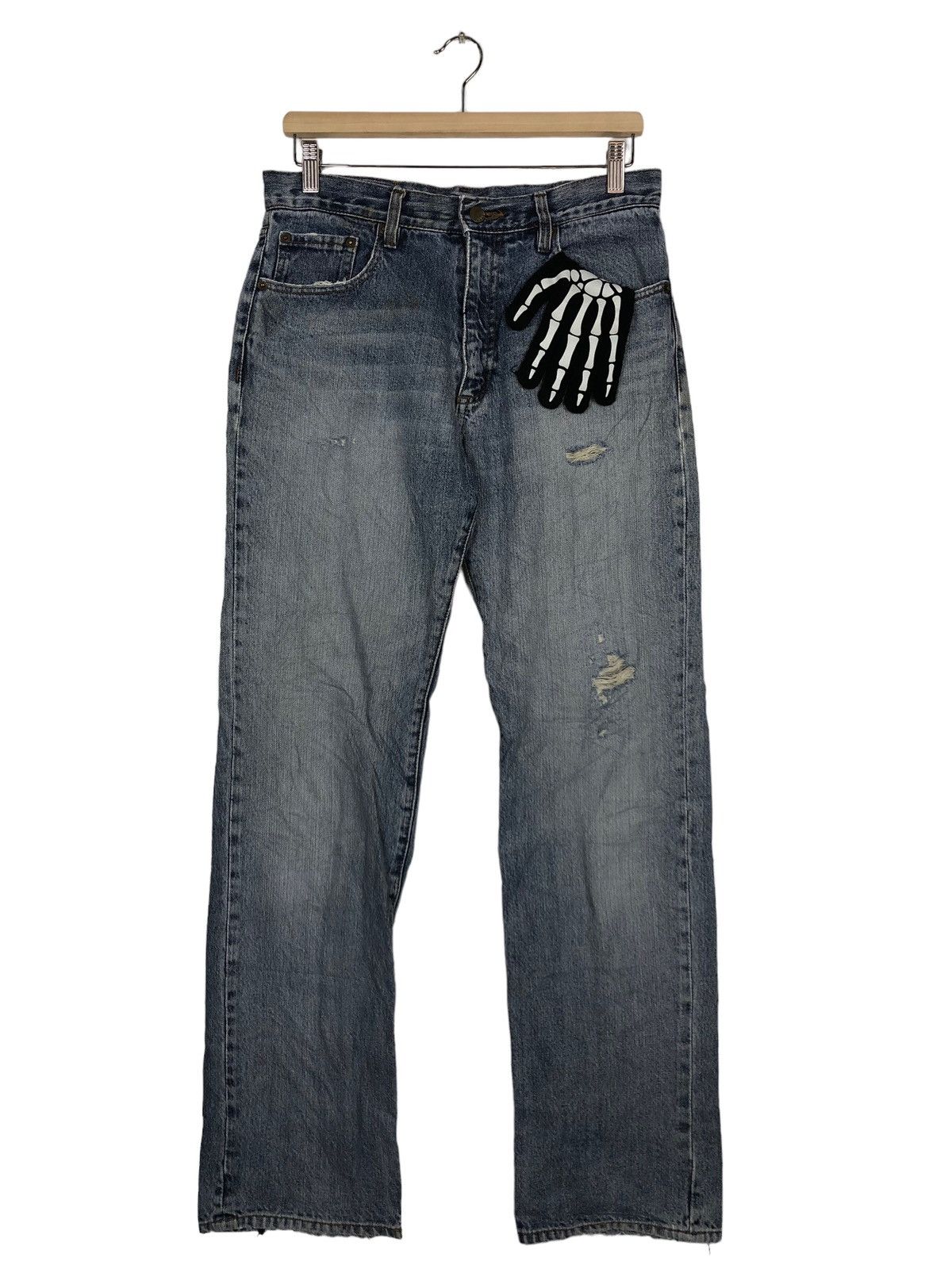 Japanese Brand 🔥90’s VINTAGE HANES DISTRESSED DENIM JEANS LOOSE CUT Size US 29 - 1 Thumbnail