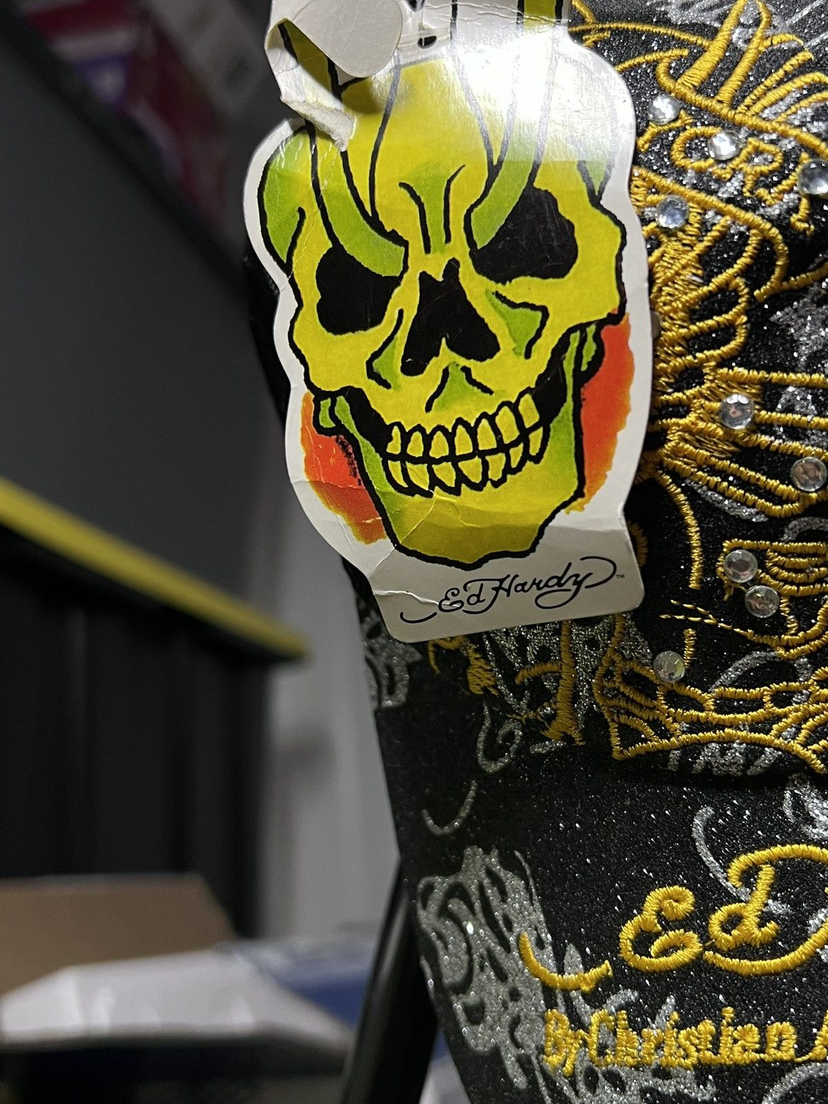 Christian Audigier × Ed Hardy Ed Hardy Skull rhinestone bright Trucker hat Size ONE SIZE - 3 Thumbnail