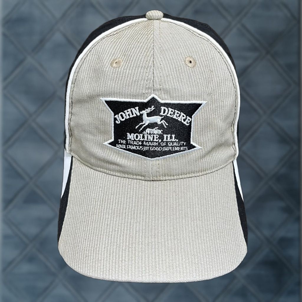 John Deere John Deere Hat Cap Strap Back Moline Illinois Mens Embroidered Brown Black Size ONE SIZE - 1 Thumbnail