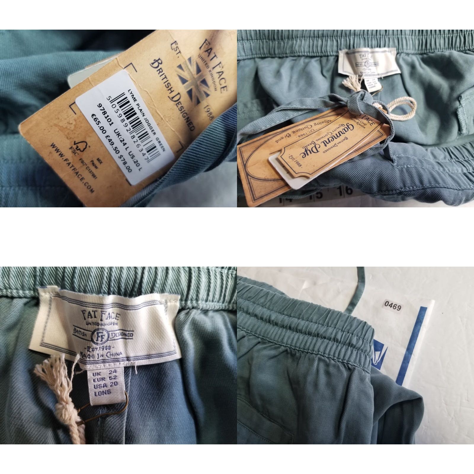 FatFace Fat Face Trousers Jogger Women's Size 20 Green Pockets Elastic Waist Casual NWT Size 42" / US 20 - 8 Thumbnail