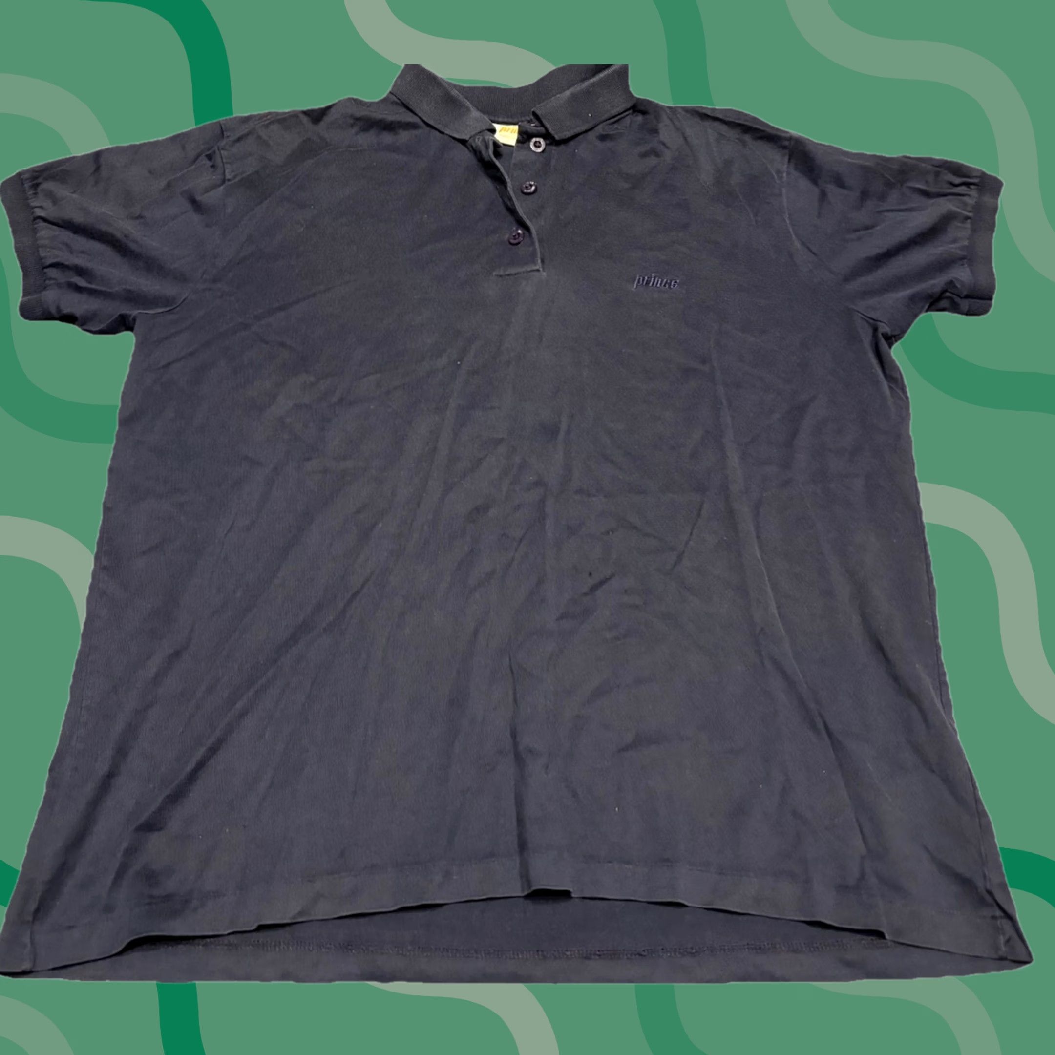 Prince VINTAGE Prince Mens Polo Shirt L Blue Cotton Blend Retro 90s Tennis Breathable Easy Care Lightweight Short Sleeve Size US L / EU 52-54 / 3 - 1 Thumbnail