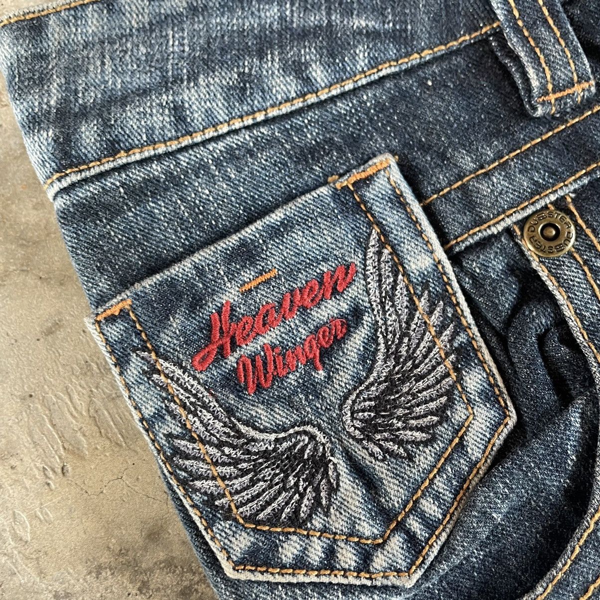Japanese Brand 🔥🇯🇵Heaven Winger Stoned Washed Flare Distress Denim Jeans Size US 34 / EU 50 - 9 Thumbnail