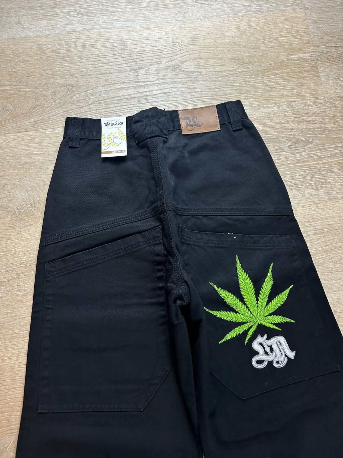 image of Jnco x Vintage y2K Vato Loco Wide Leg Baggy Jeans in Black, Men's (Size 30)