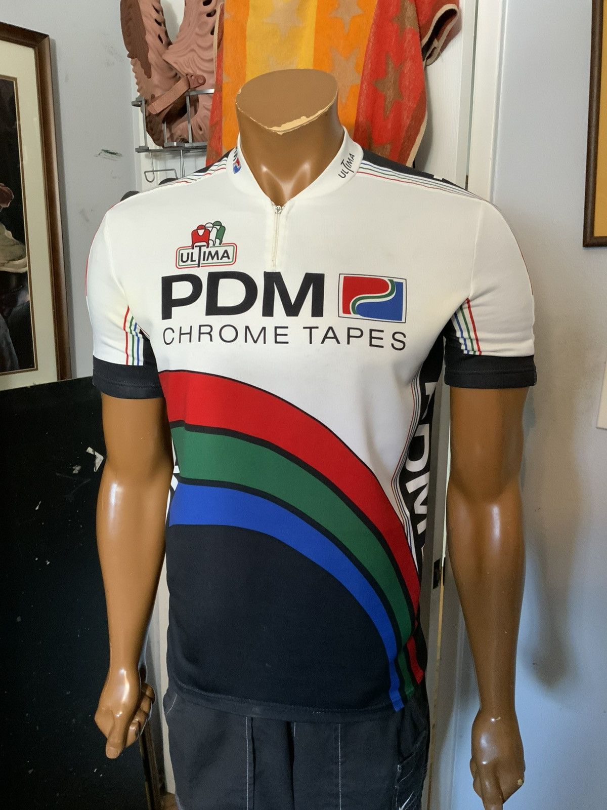 Vintage Vintage 80s 90s Ultima PDM Cycling Team Italy 1/4 Zip Jersey Size US L / EU 52-54 / 3 - 16 Thumbnail