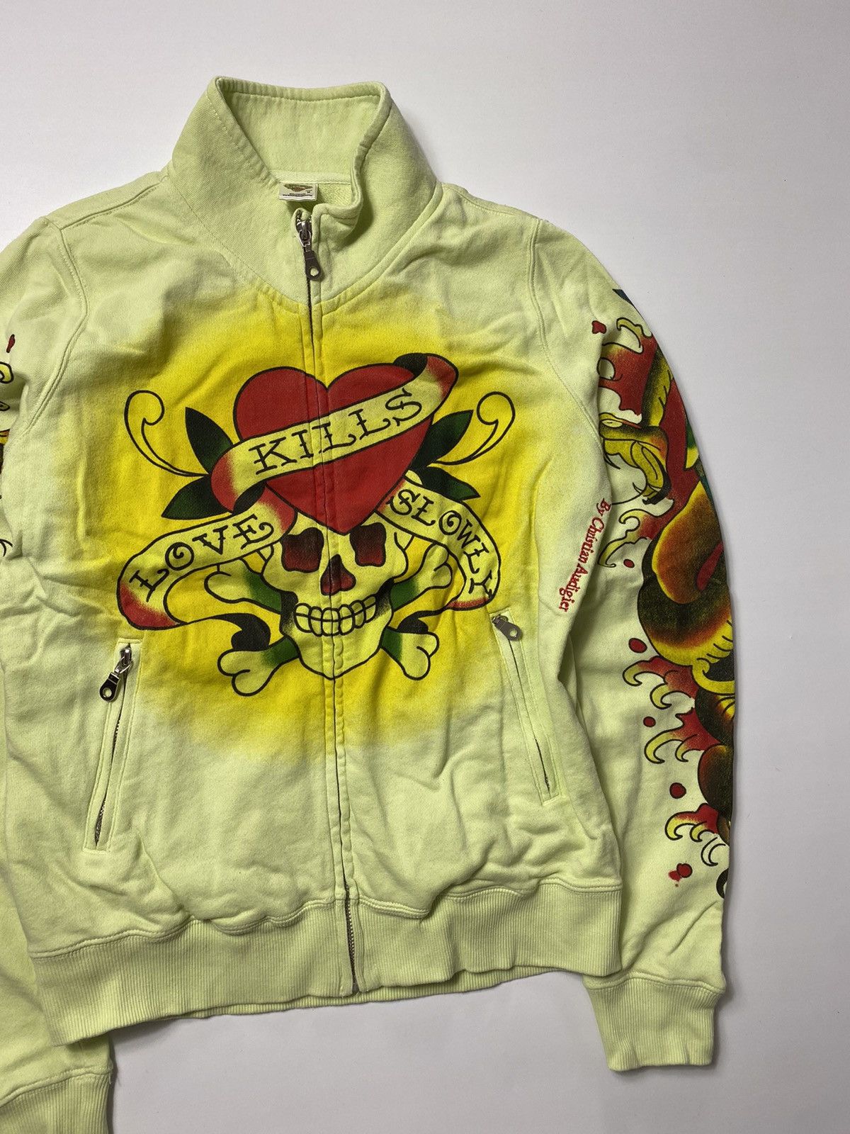 Don Ed Hardy/Christian Audigier Skulls Zip-up Sweatshirt Vintage Rare Size Med hotsell