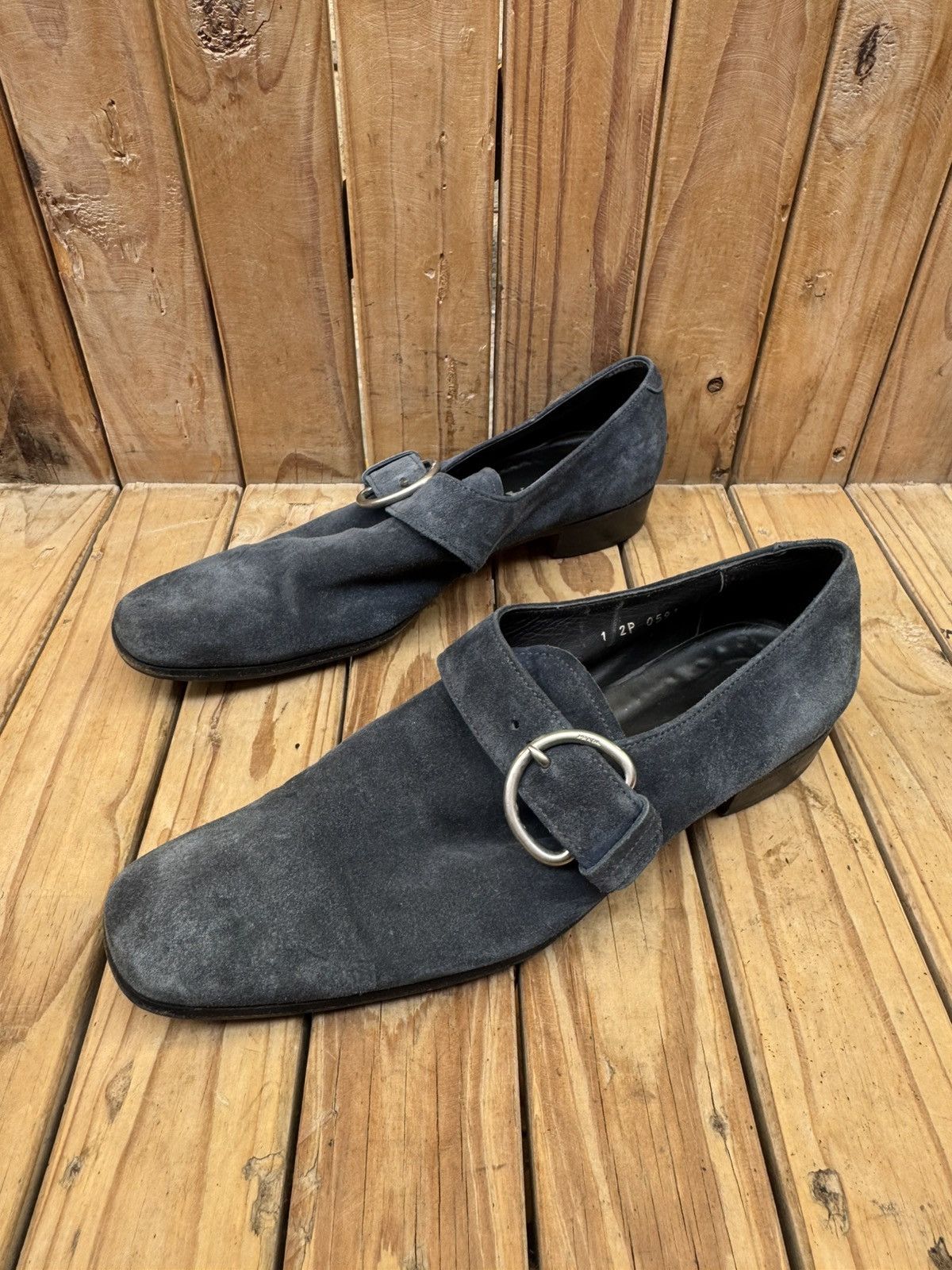Prada Prada buckled blue suede Leather Men's Dress Shoes UK 9 Size US 10 / EU 43 - 16 Thumbnail