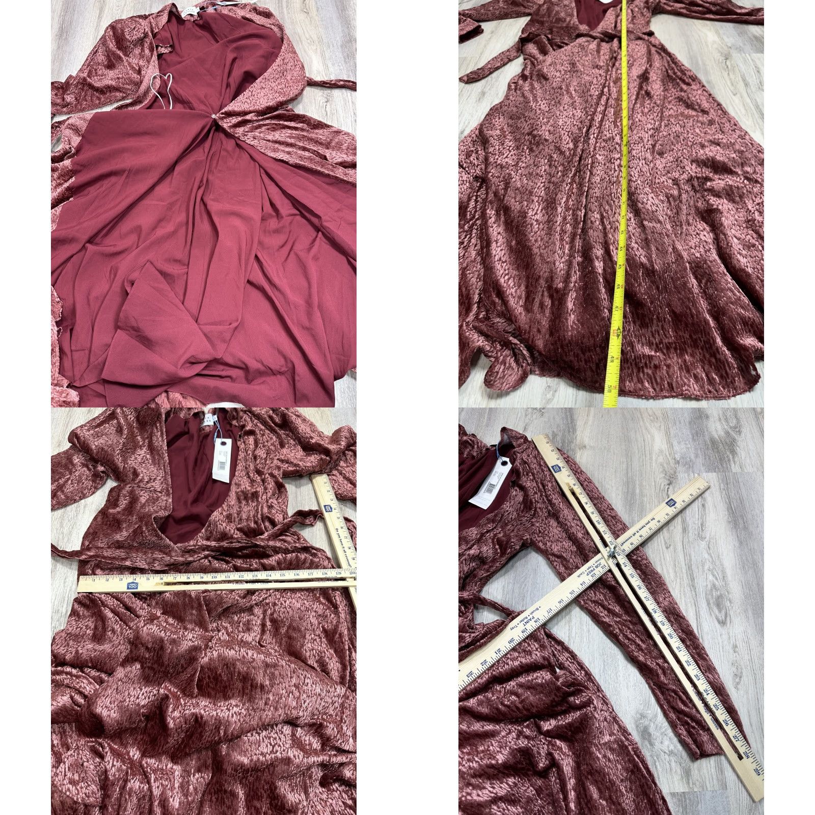 Tanya Taylor Tanya Taylor Laureen Long Dress Wrap Deep V-Neck Tie Waist NWT 8 Pink Red Womens Dress Size M / US 6-8 / IT 42-44 - 8 Thumbnail