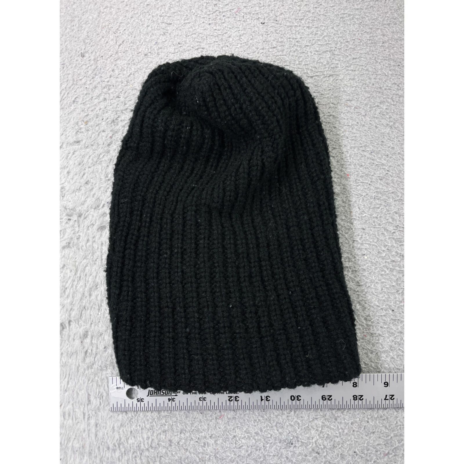 Vintage BEANIE TOQUE Adult One Size Black Knit Ribbed Acrylic Winter Ski Hat Mens Sized Beanie Men Black 1 Size Knit Ski Theme Size ONE SIZE - 2 Thumbnail