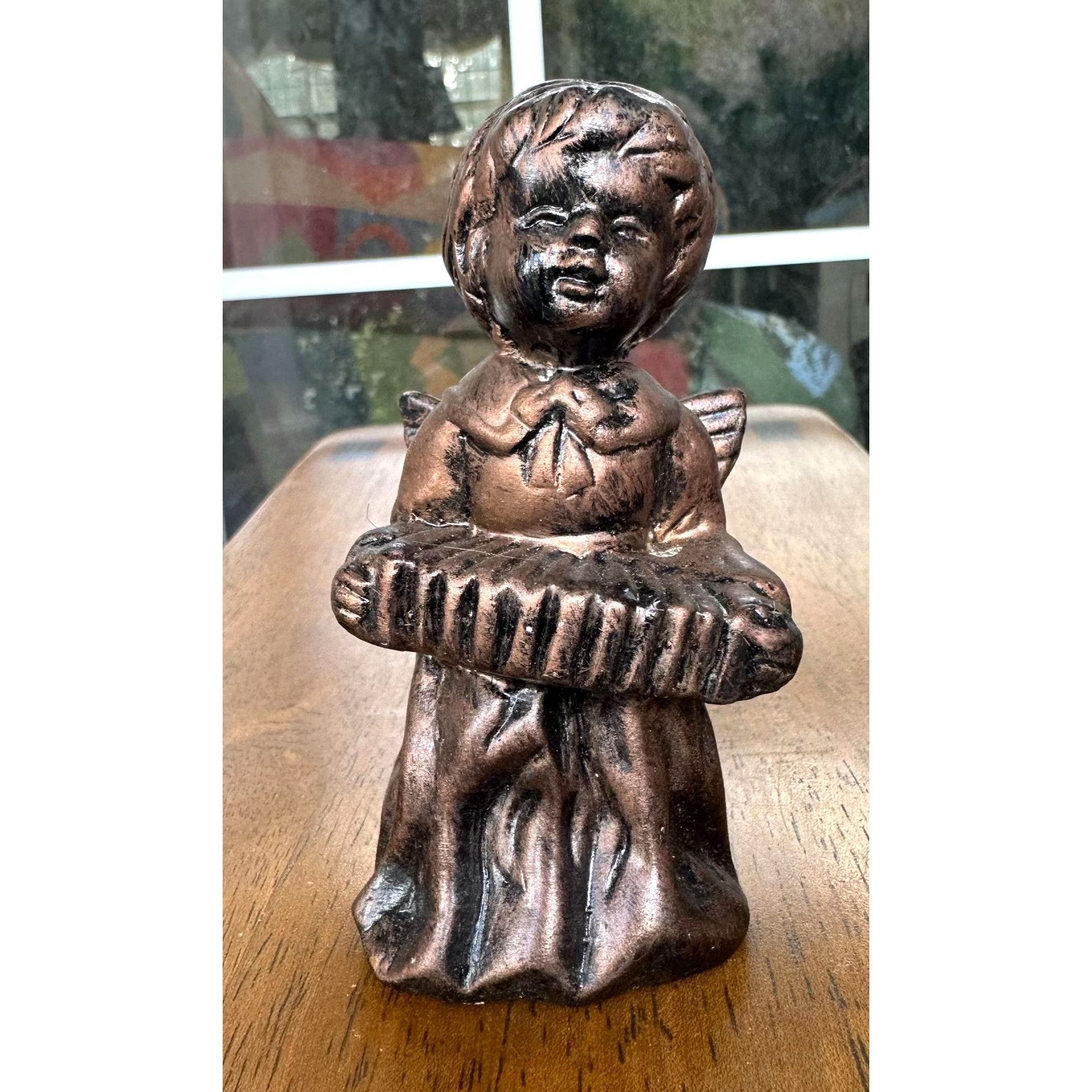 Vintage VTG Porcelain Angel Figurines Set of 2 Antique Look Bronze F Size ONE SIZE - 4 Thumbnail