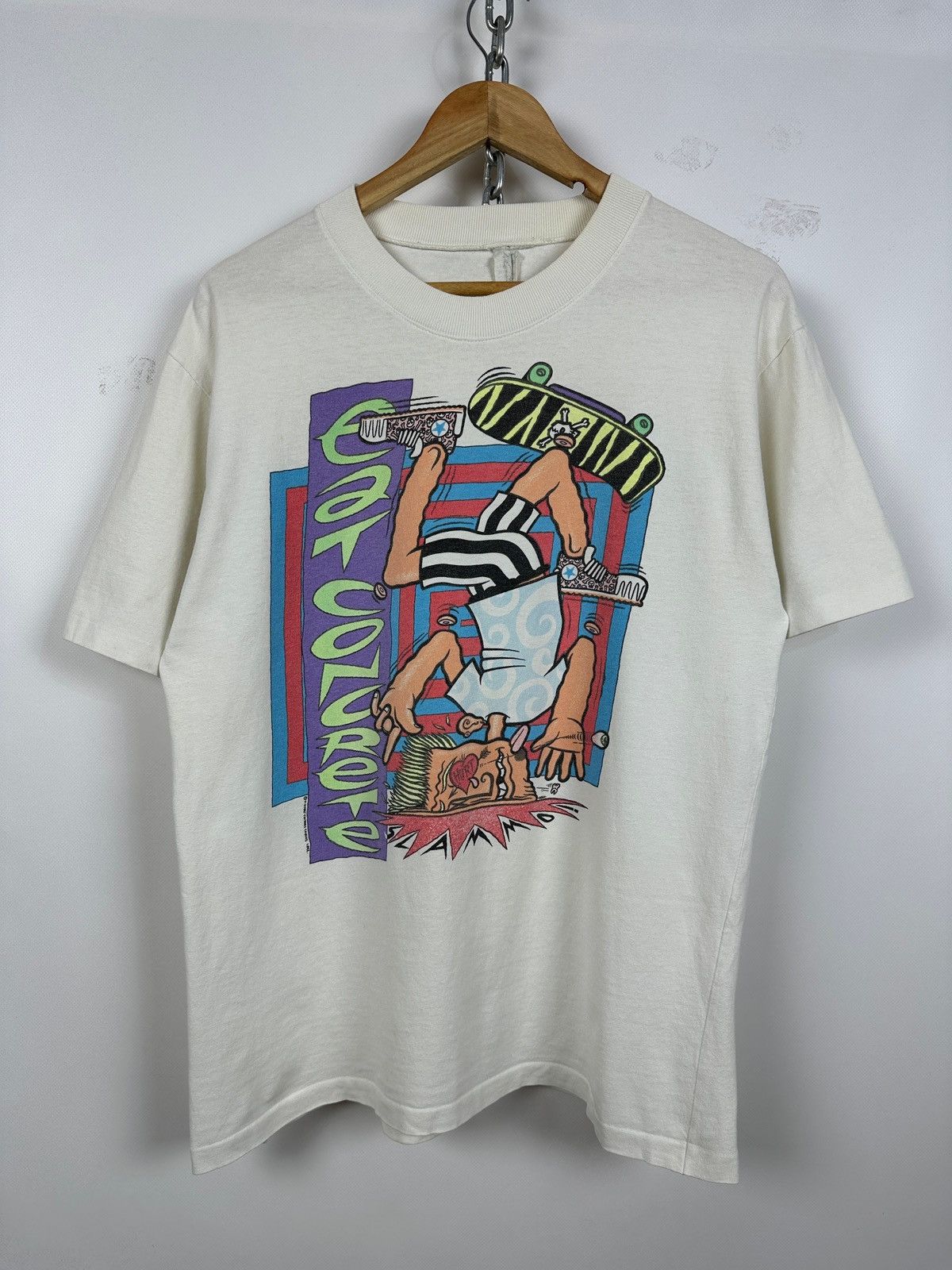 Vintage 1992 Vintage Eat Concrete Cairns Skate Single Stitch T-Shirt Size US M / EU 48-50 / 2 - 2 Thumbnail