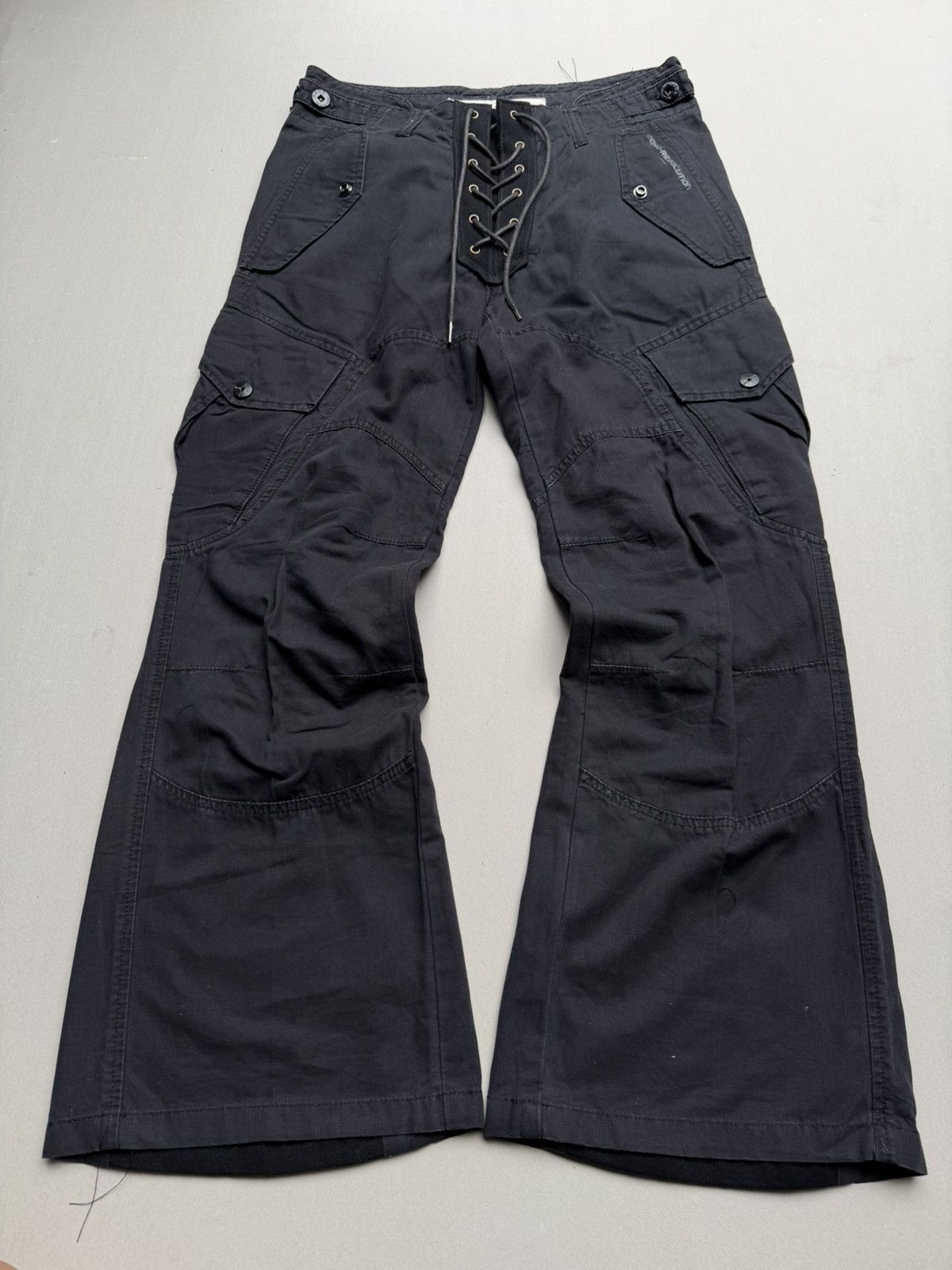 Japanese Brand Lace up flare cargo pants Size US 29 - 1 Thumbnail